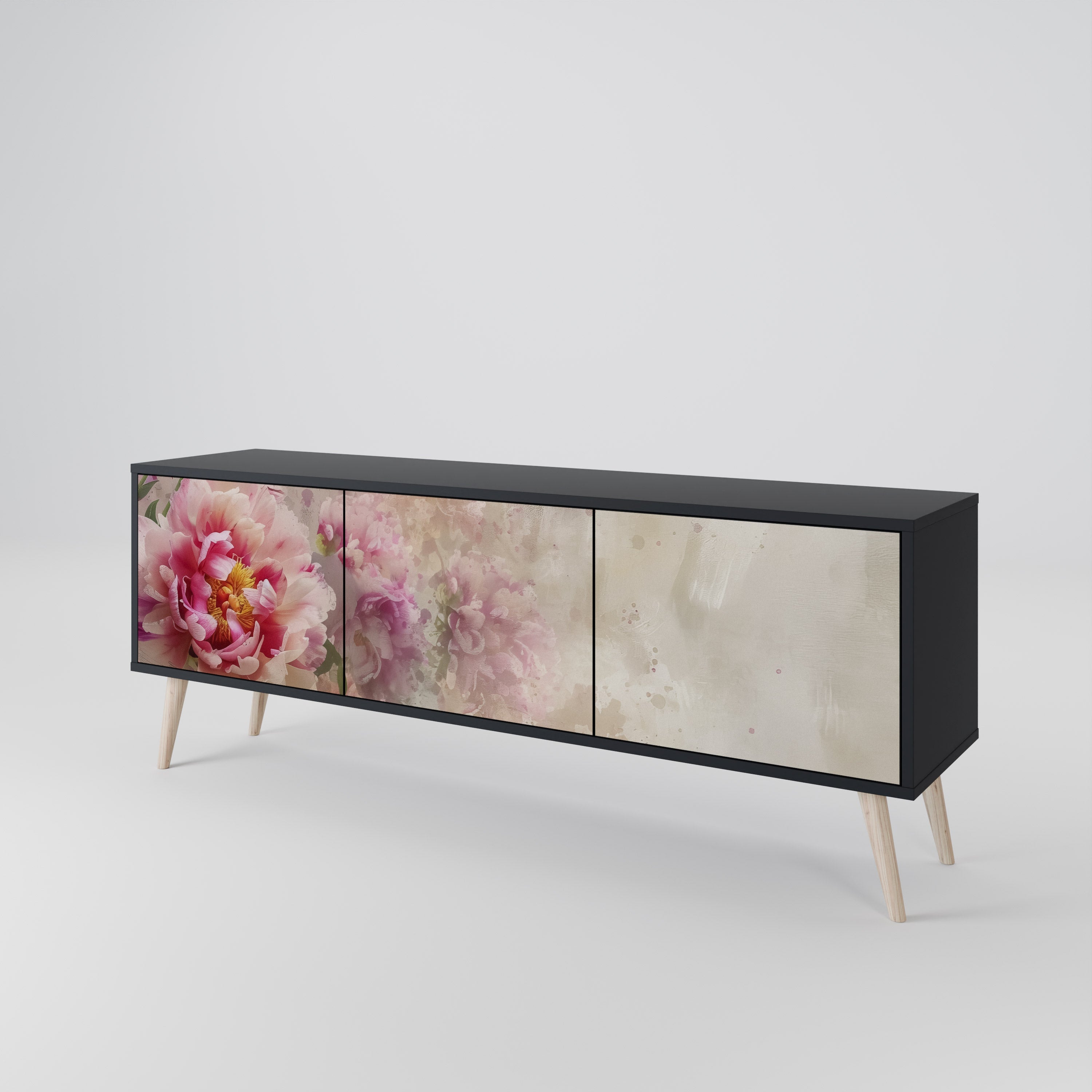 PEONY WHISPER 3-türiger TV-Ständer in Schwarz