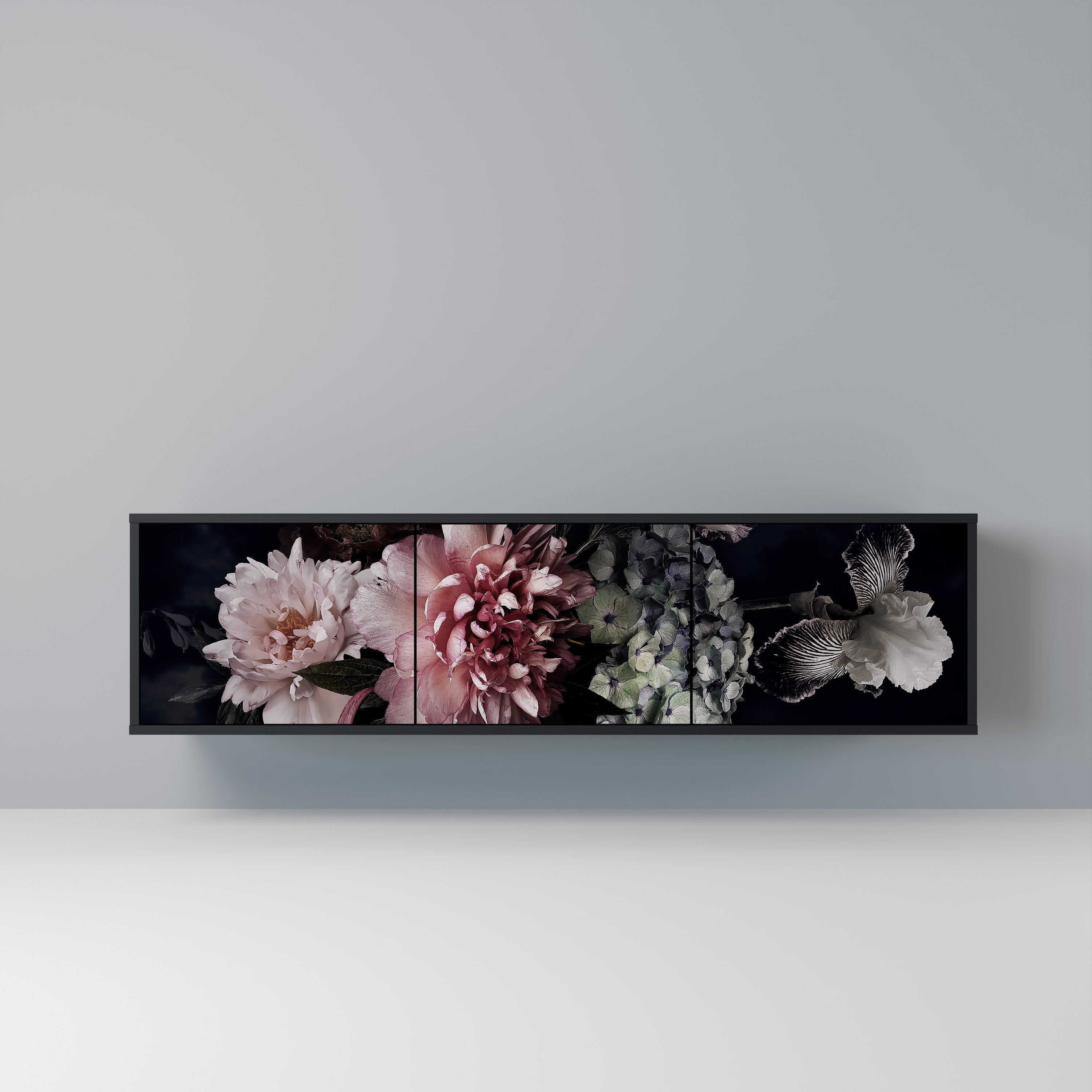 PURE BLOSSOM 3-türiger TV-Ständer in Schwarz