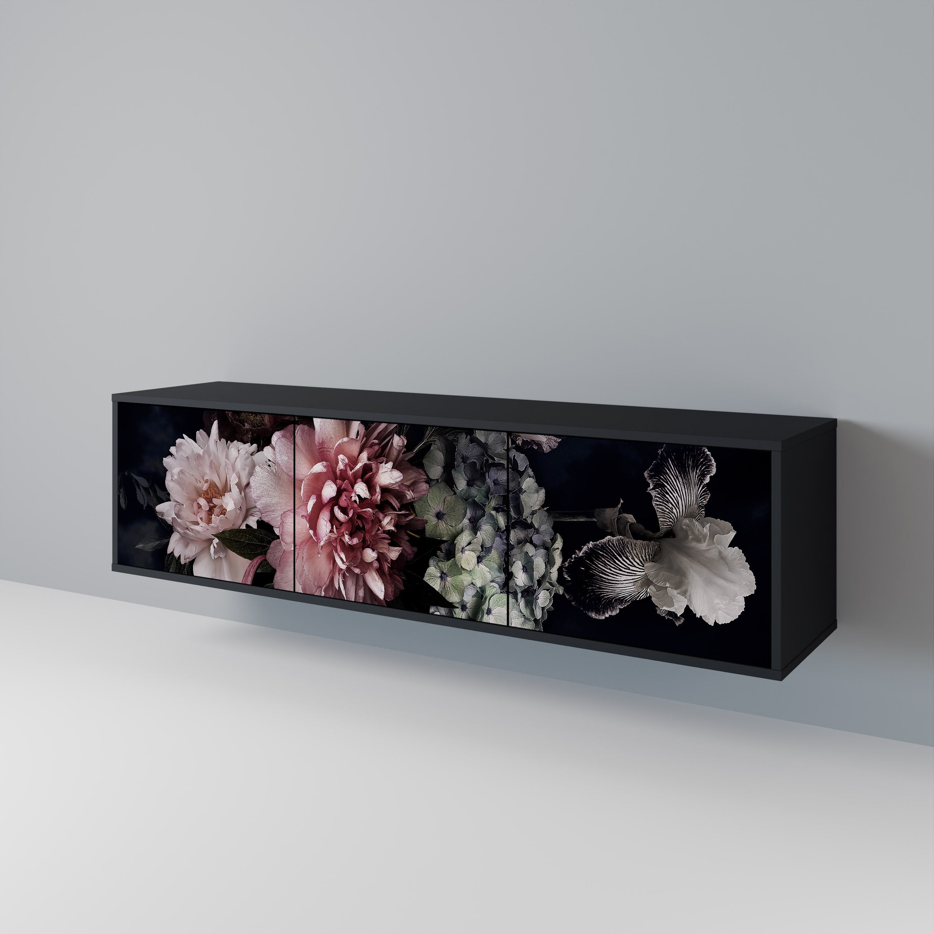 PURE BLOSSOM 3-türiger TV-Ständer in Schwarz
