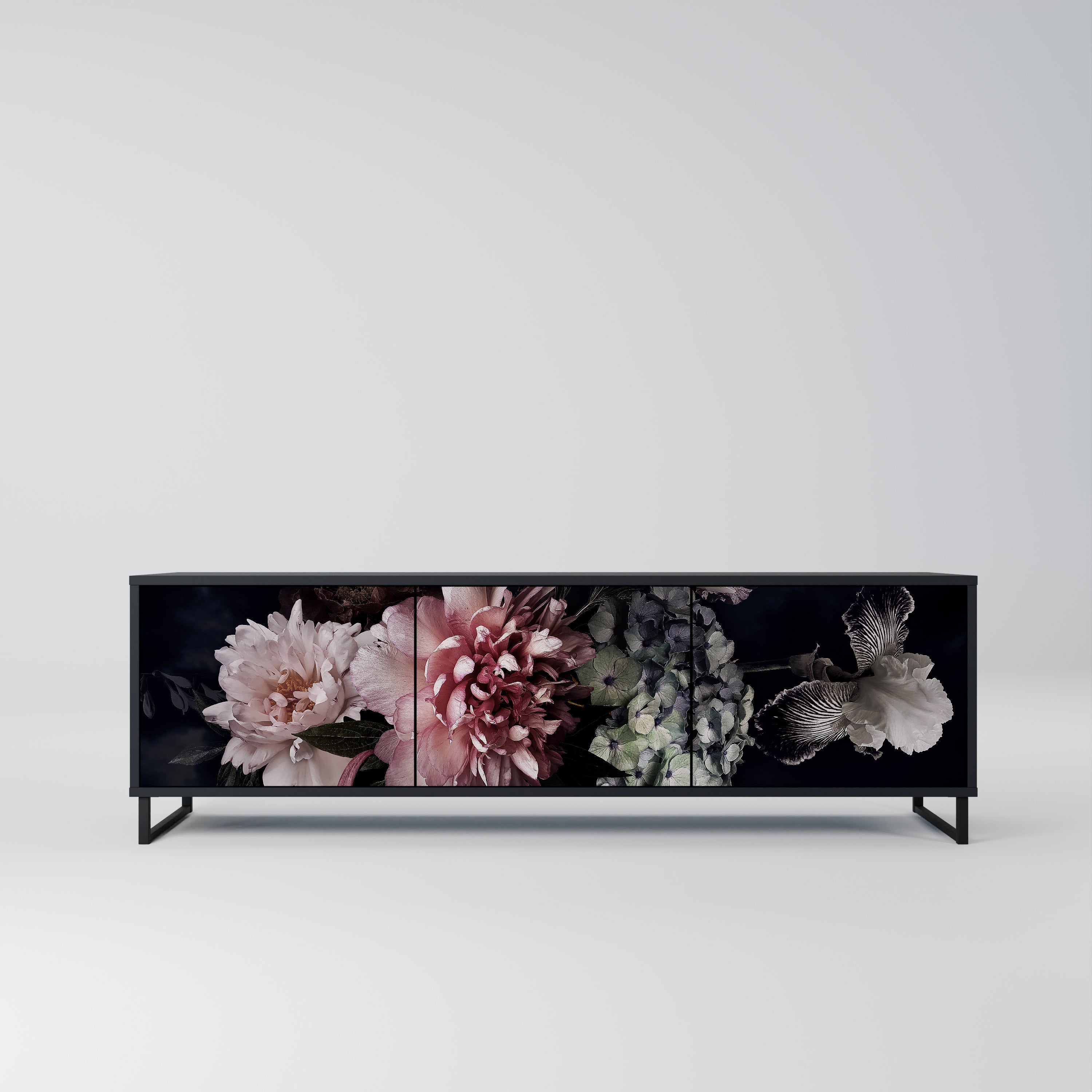 PURE BLOSSOM 3-türiger TV-Ständer in Schwarz