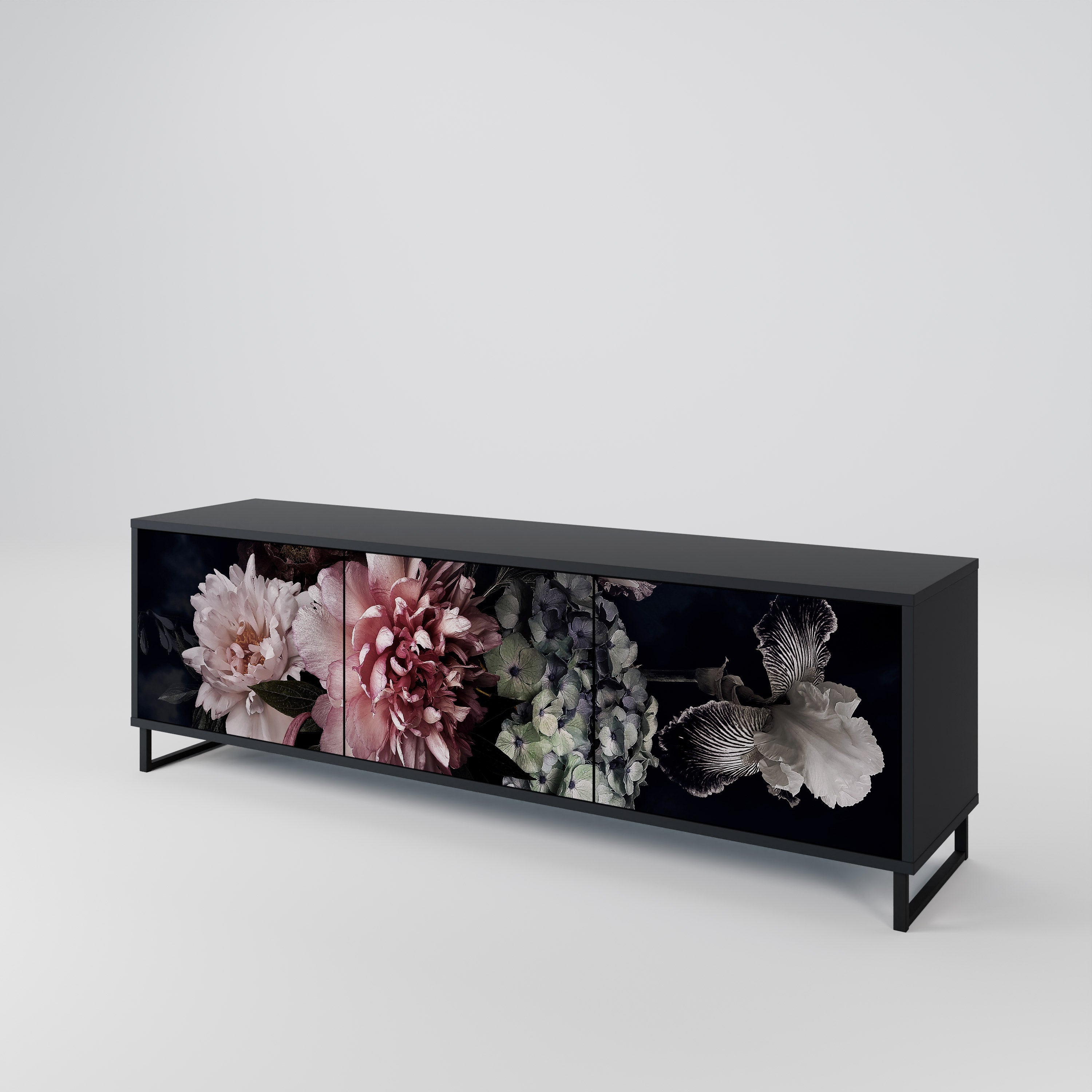 PURE BLOSSOM 3-türiger TV-Ständer in Schwarz