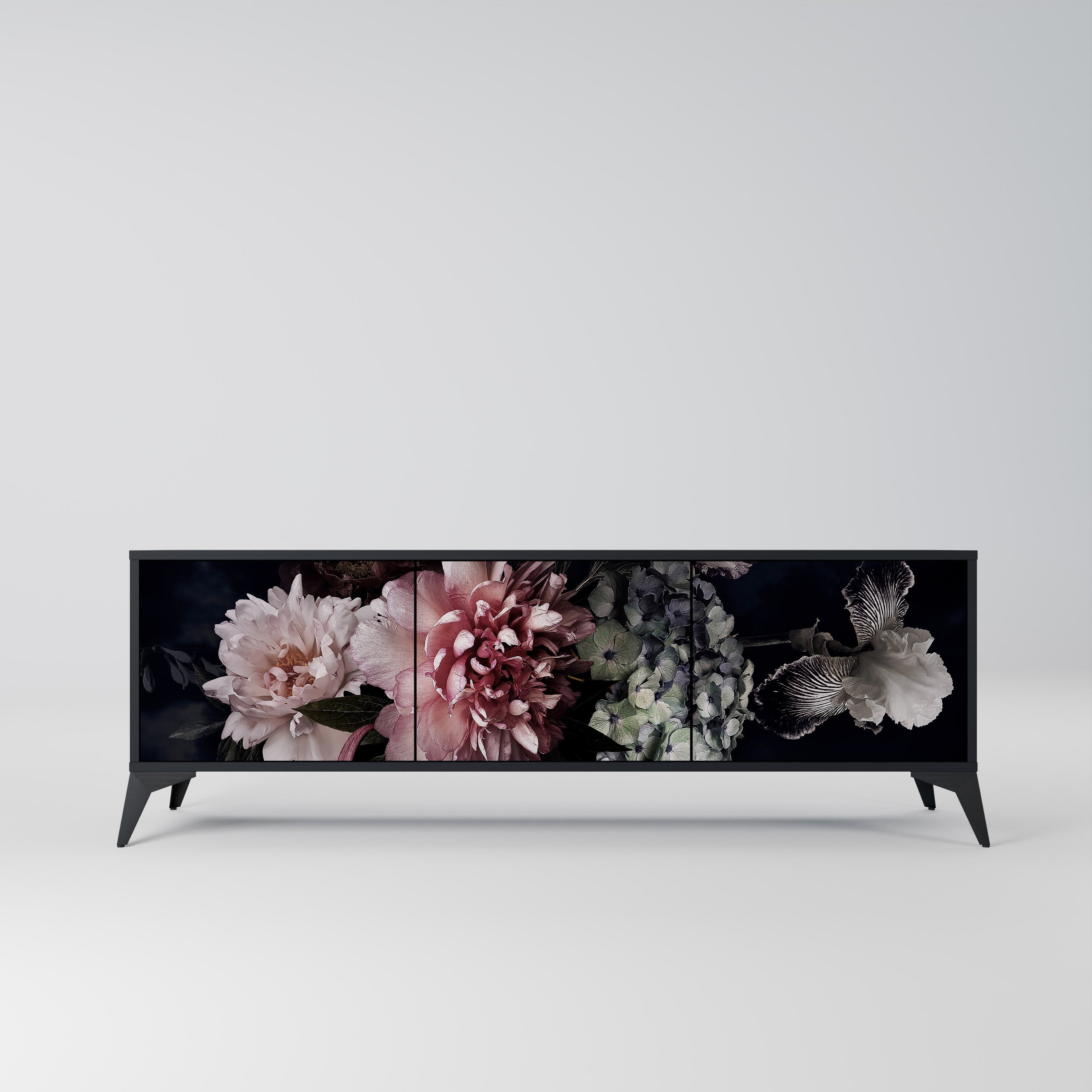 PURE BLOSSOM 3-türiger TV-Ständer in Schwarz