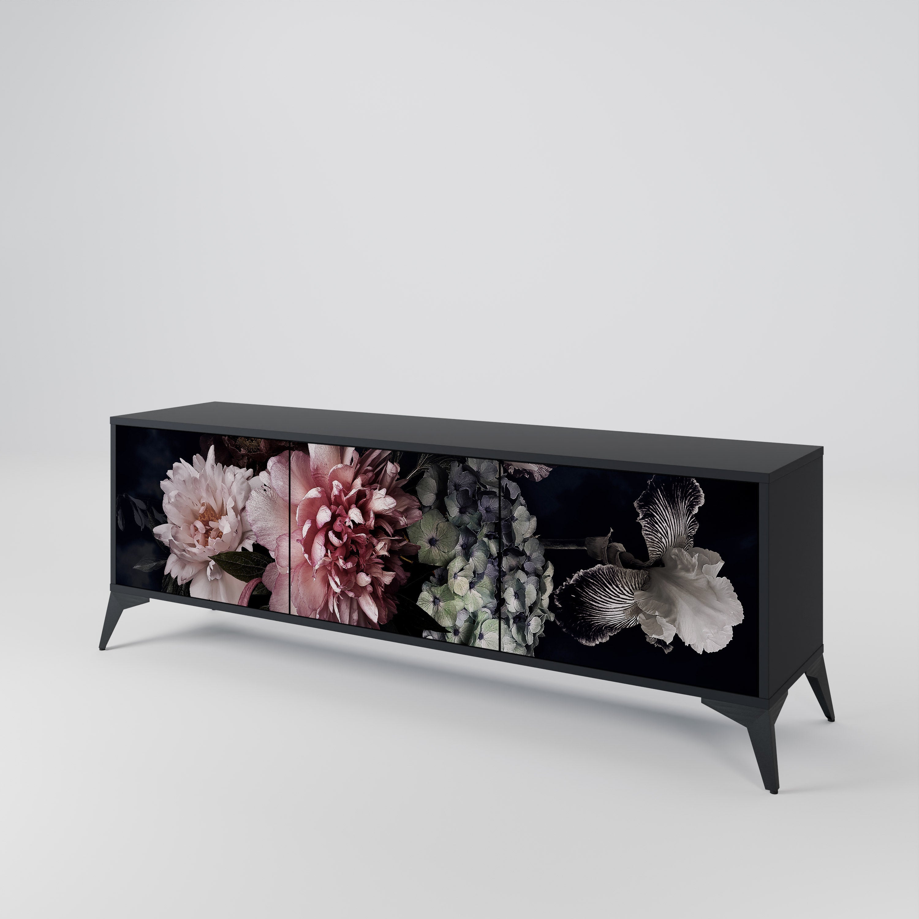 PURE BLOSSOM 3-türiger TV-Ständer in Schwarz