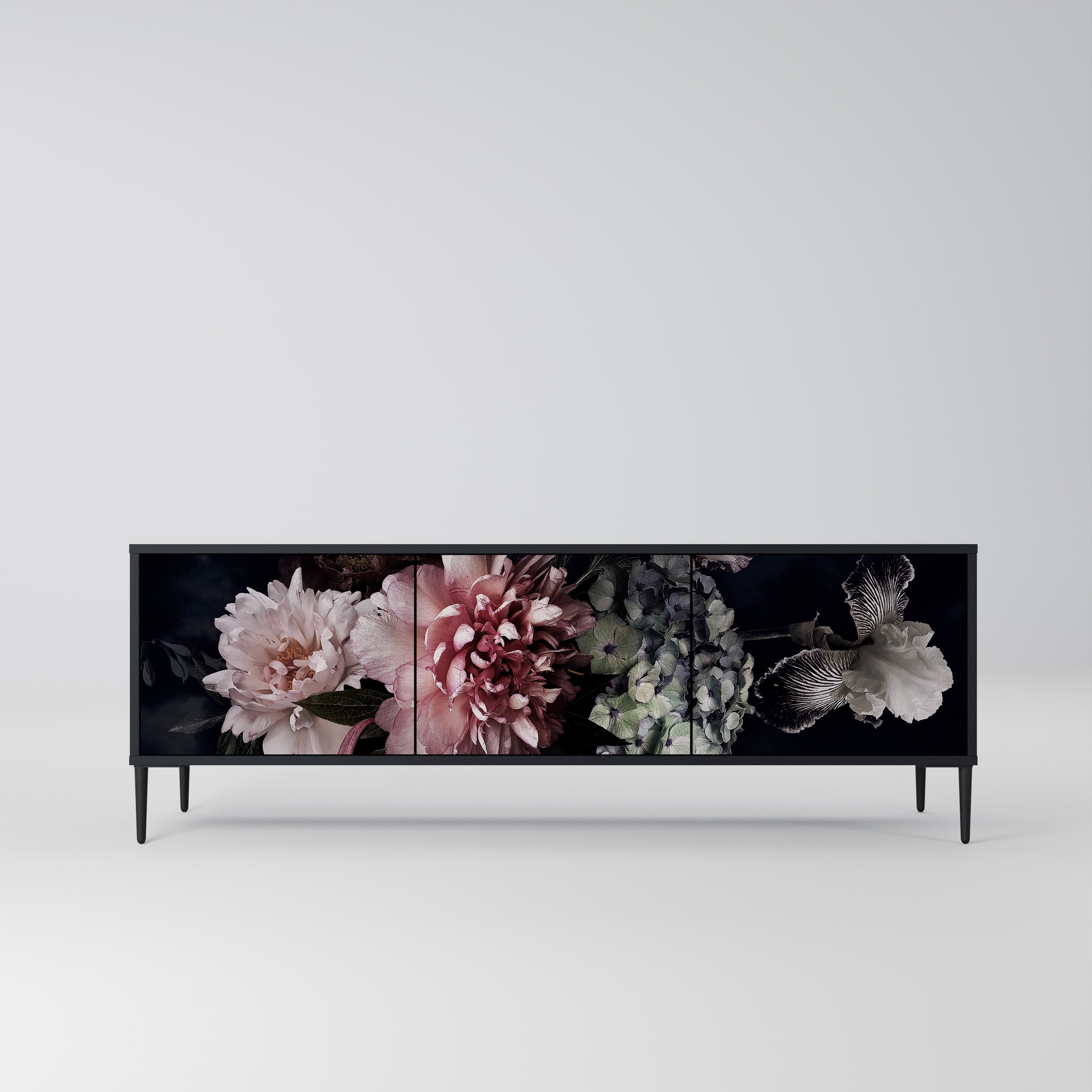 PURE BLOSSOM 3-türiger TV-Ständer in Schwarz