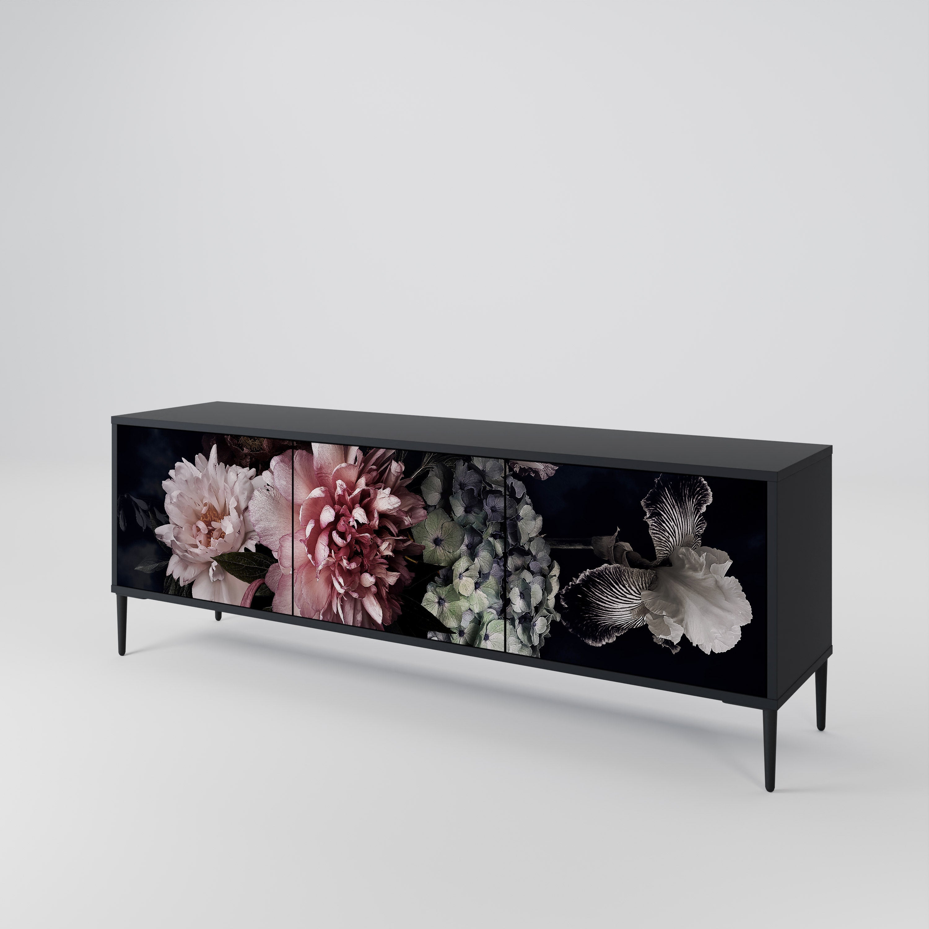 PURE BLOSSOM 3-türiger TV-Ständer in Schwarz