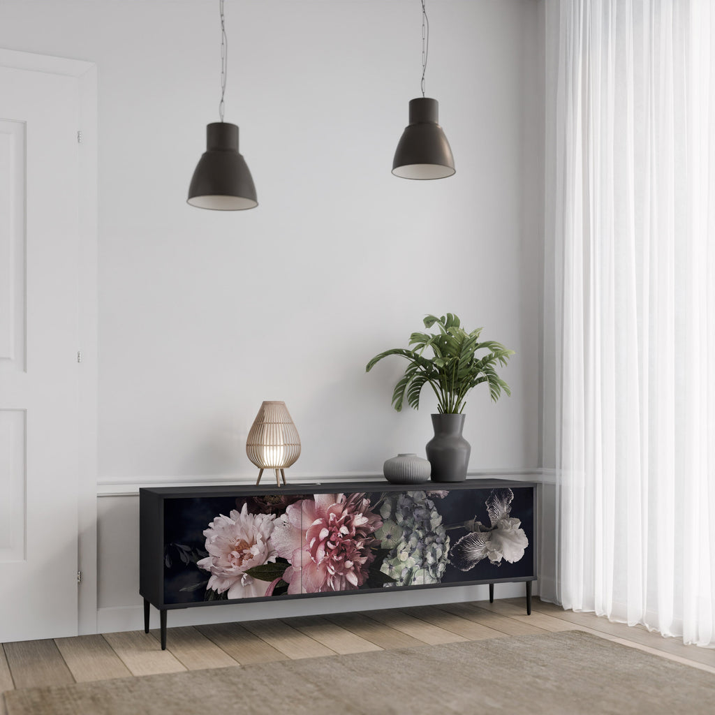 PURE BLOSSOM 3-türiger TV-Ständer in Schwarz