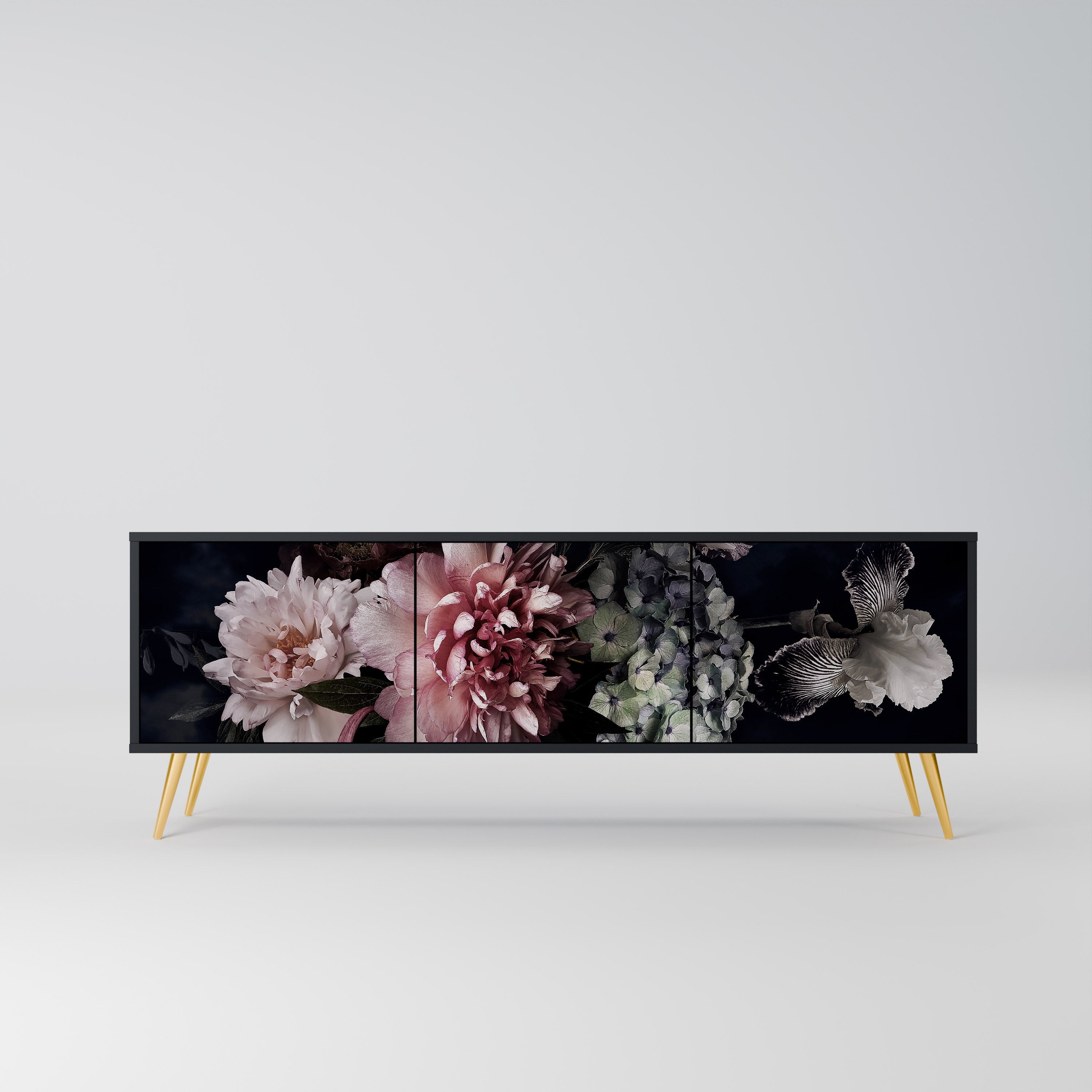 PURE BLOSSOM 3-türiger TV-Ständer in Schwarz