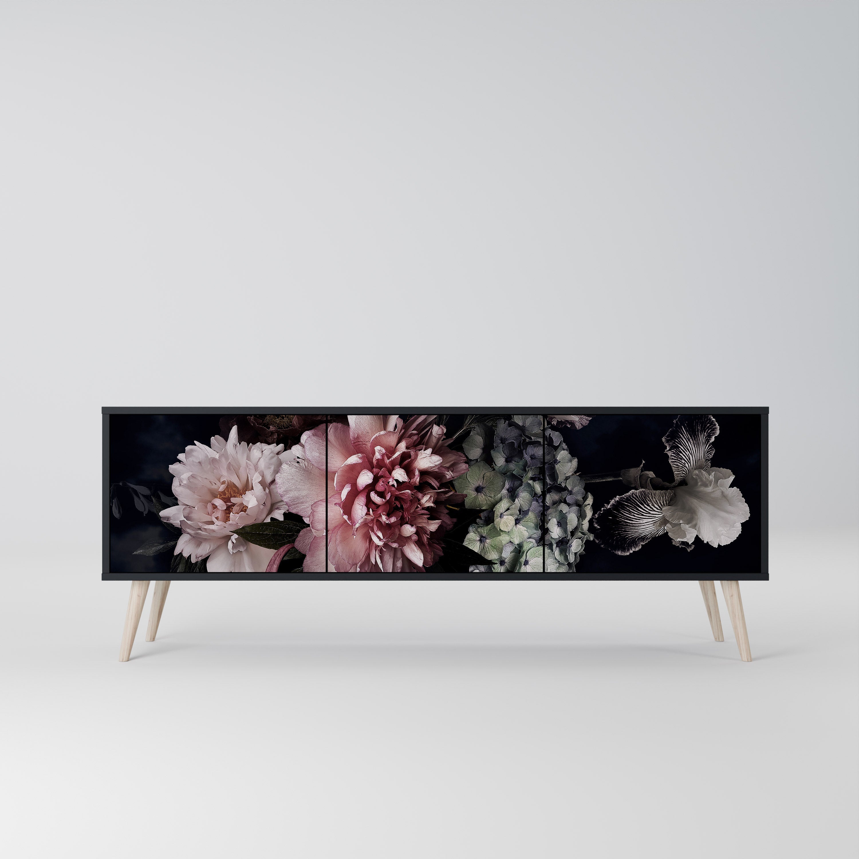 PURE BLOSSOM 3-türiger TV-Ständer in Schwarz