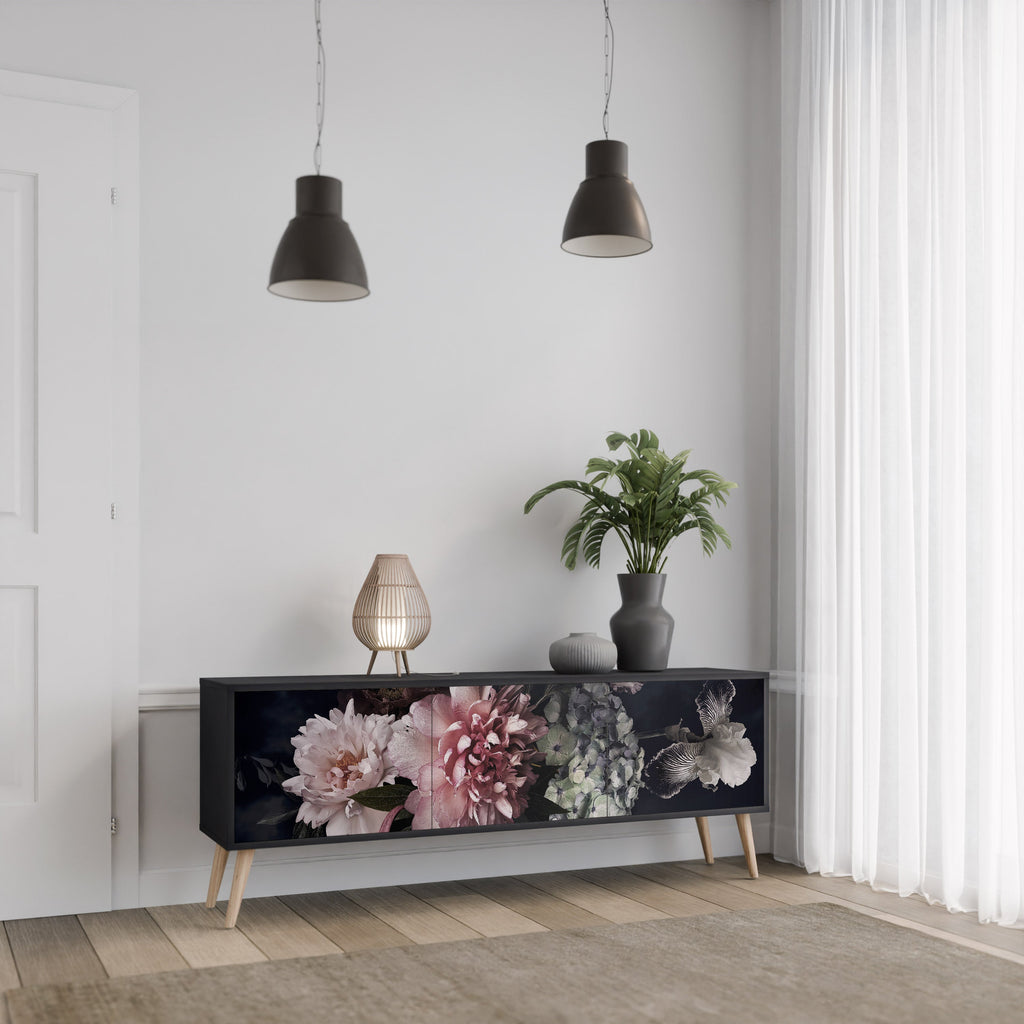 PURE BLOSSOM 3-türiger TV-Ständer in Schwarz