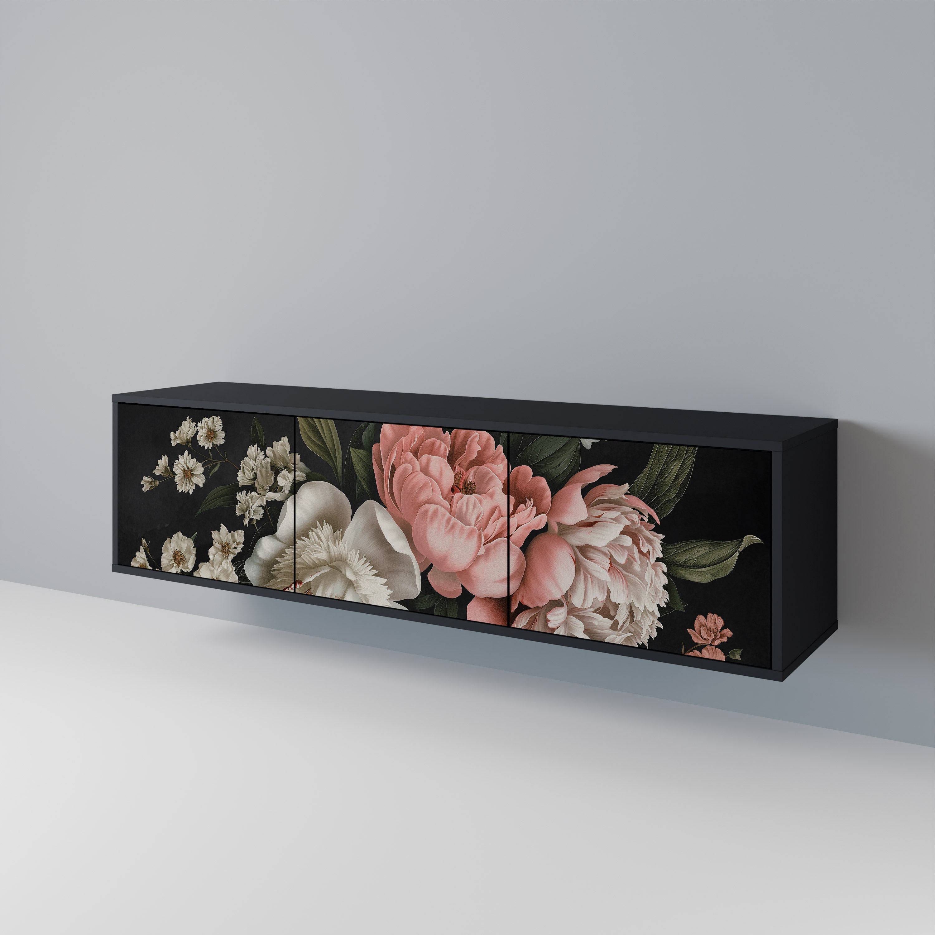 LUSH ELEGANCE 3-türiger TV-Ständer in Schwarz