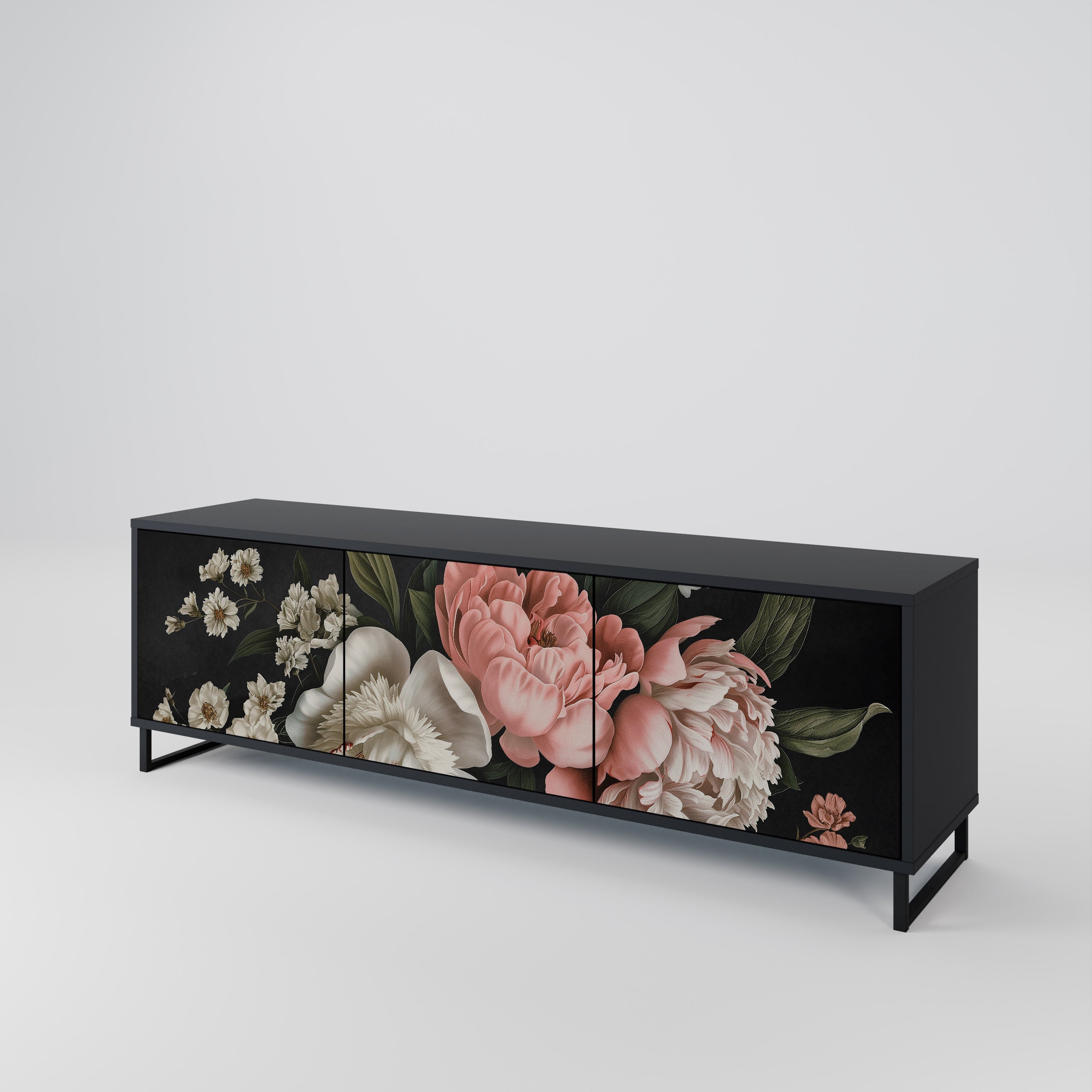 LUSH ELEGANCE 3-türiger TV-Ständer in Schwarz
