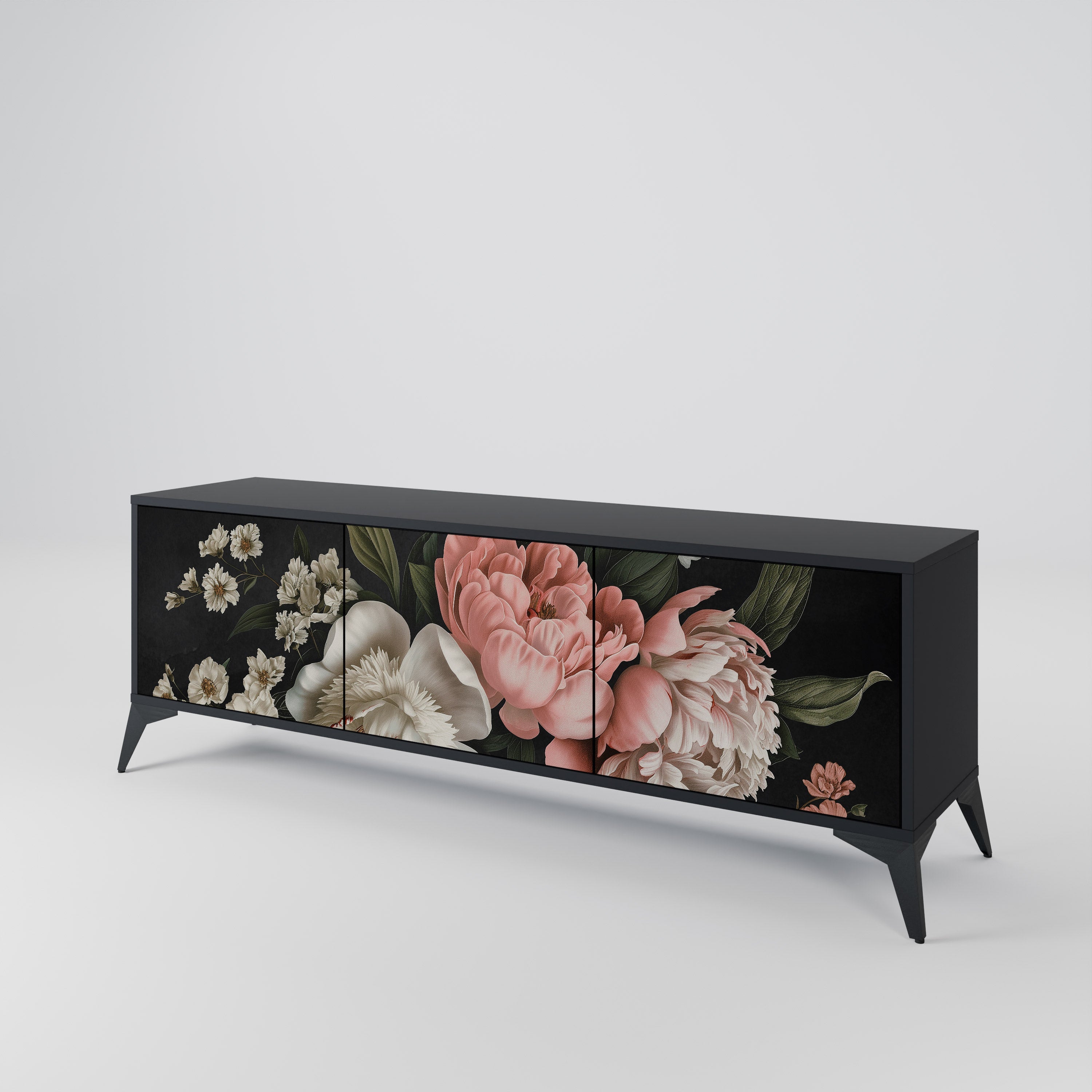 LUSH ELEGANCE 3-türiger TV-Ständer in Schwarz