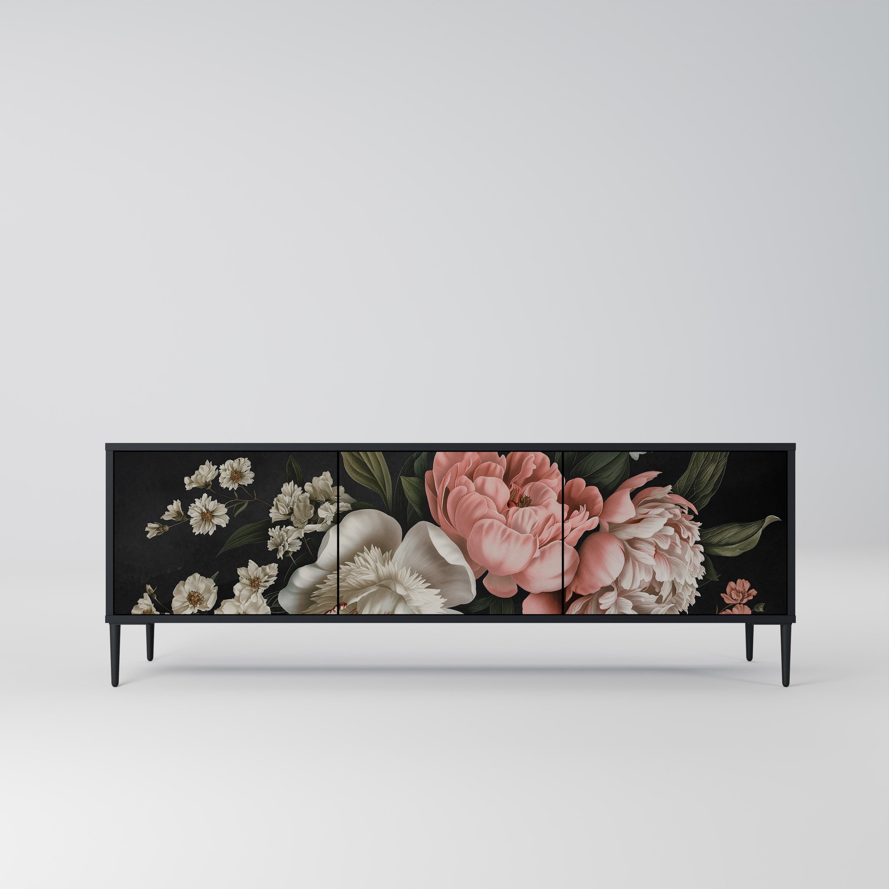 LUSH ELEGANCE 3-türiger TV-Ständer in Schwarz
