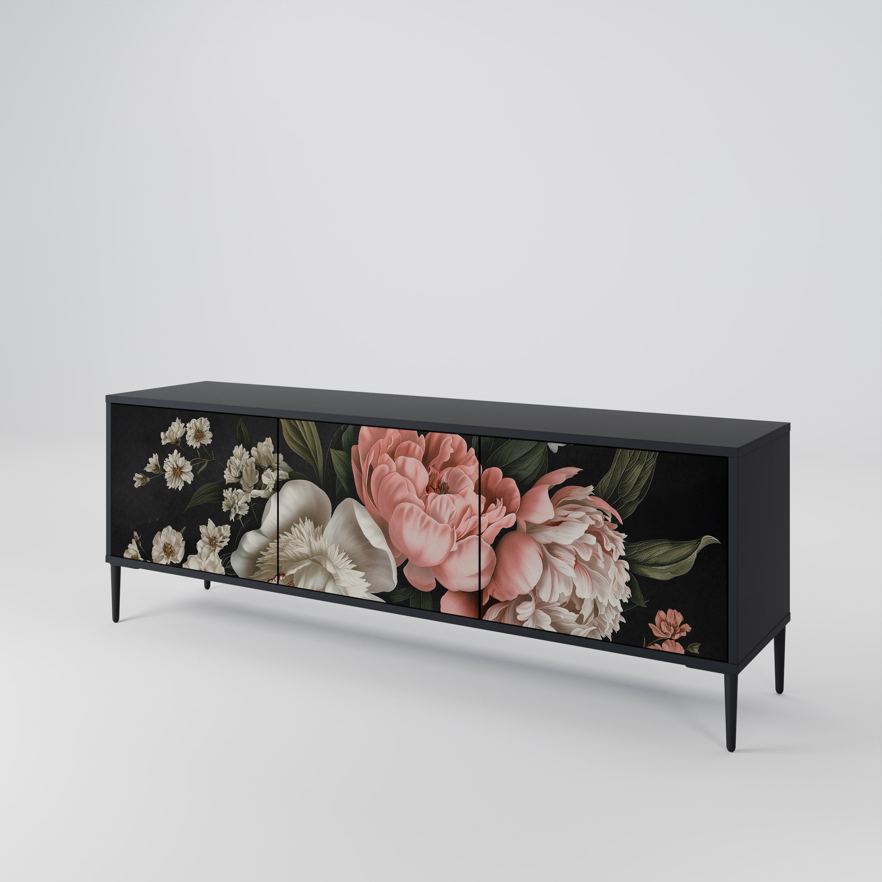 LUSH ELEGANCE 3-türiger TV-Ständer in Schwarz