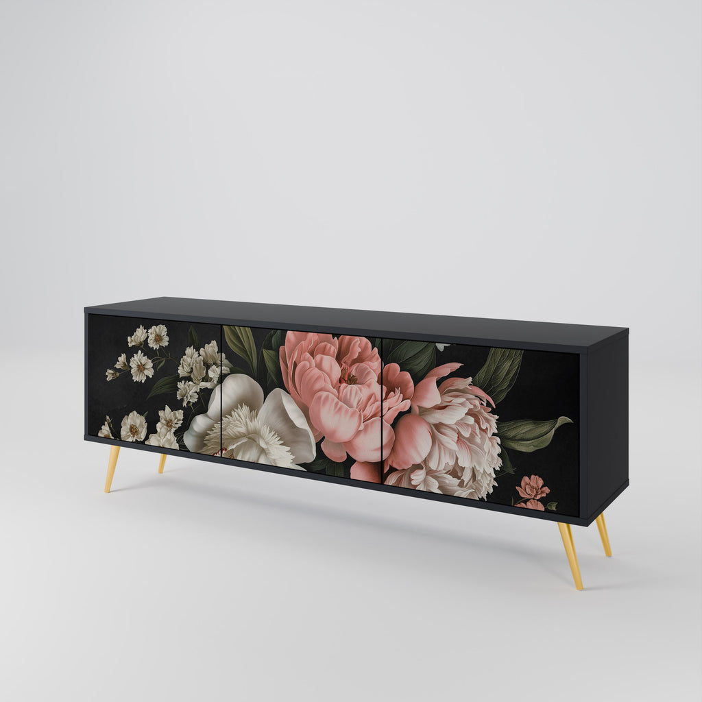 LUSH ELEGANCE 3-türiger TV-Ständer in Schwarz
