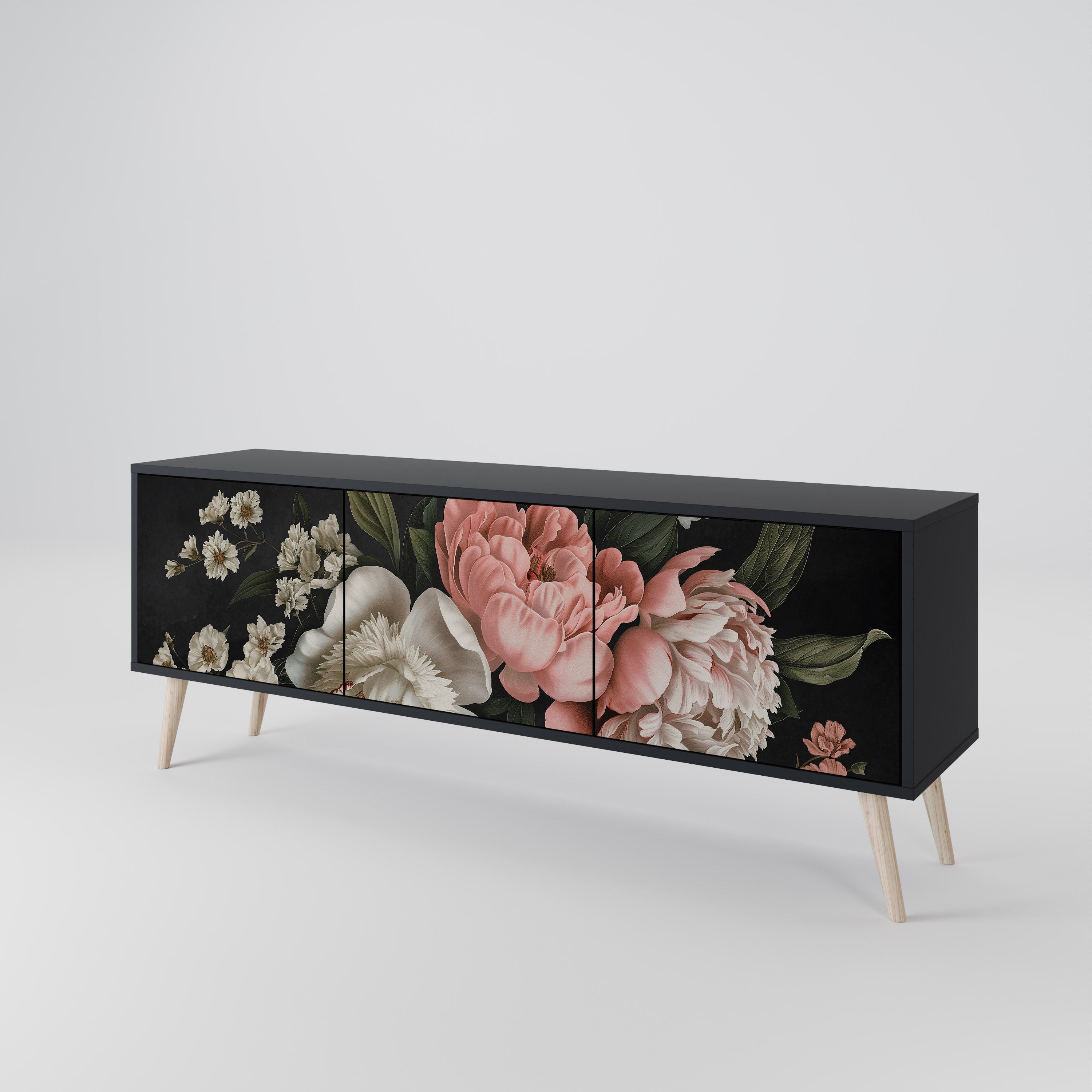 LUSH ELEGANCE 3-türiger TV-Ständer in Schwarz