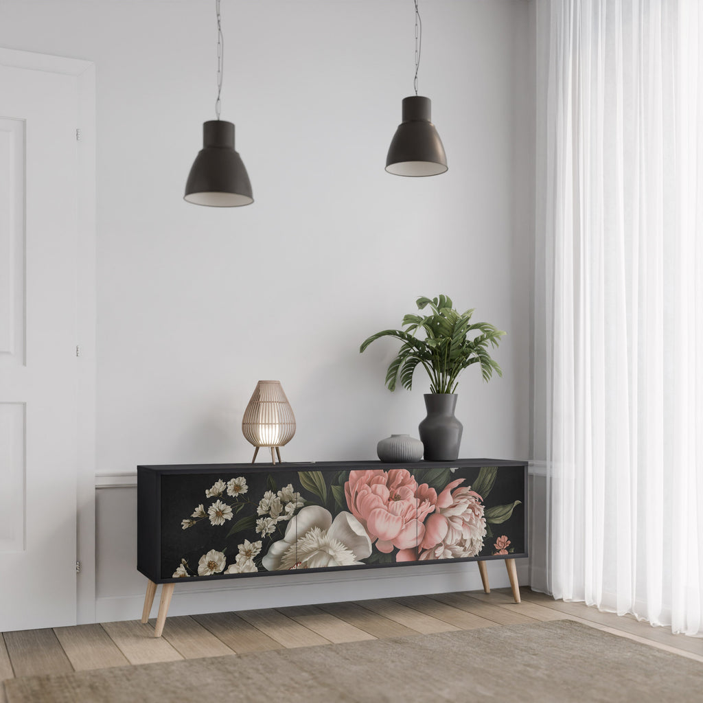 LUSH ELEGANCE 3-türiger TV-Ständer in Schwarz