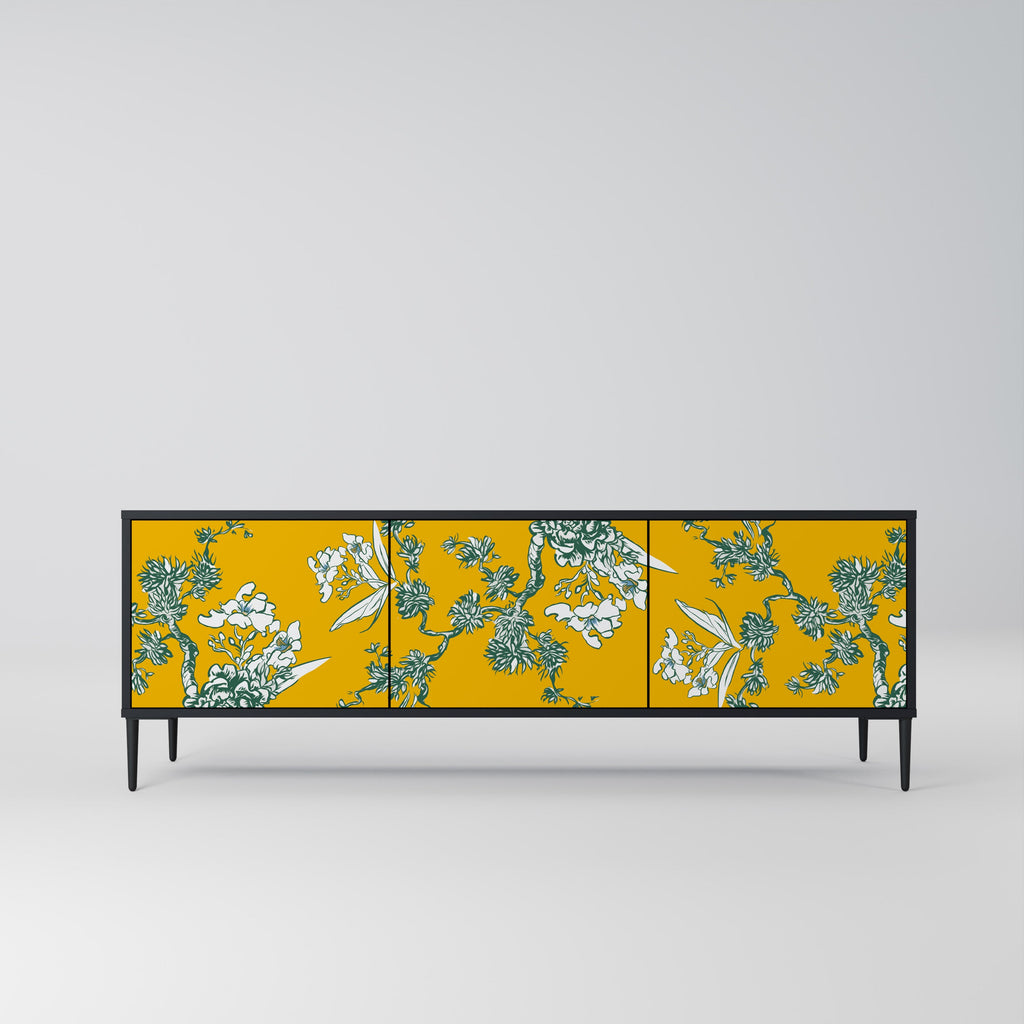 YELLOW CHINOISERIE 3-türiger TV-Ständer in schwarzer Ausführung