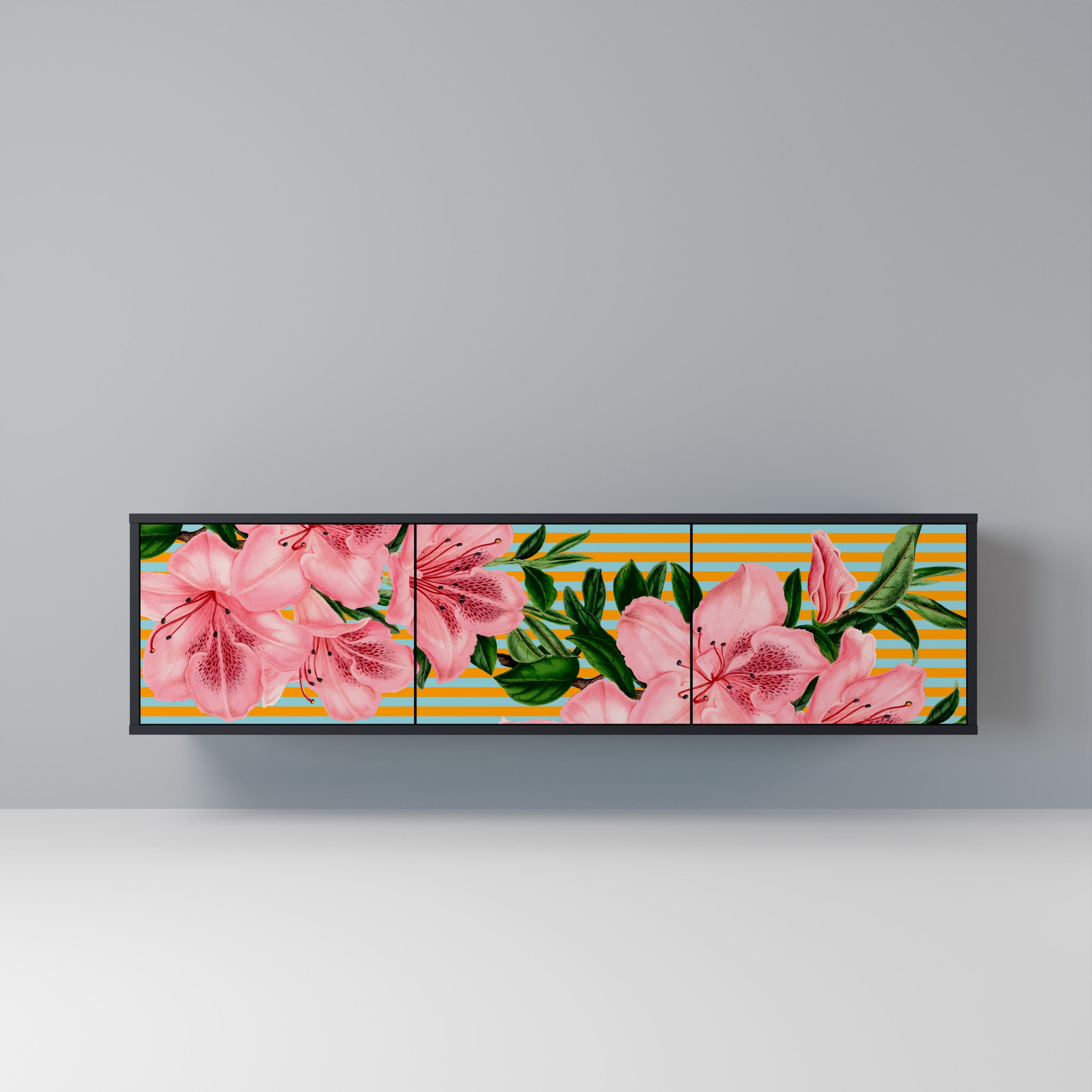 FRAGILE BEAUTY 3-türiger TV-Ständer in Schwarz