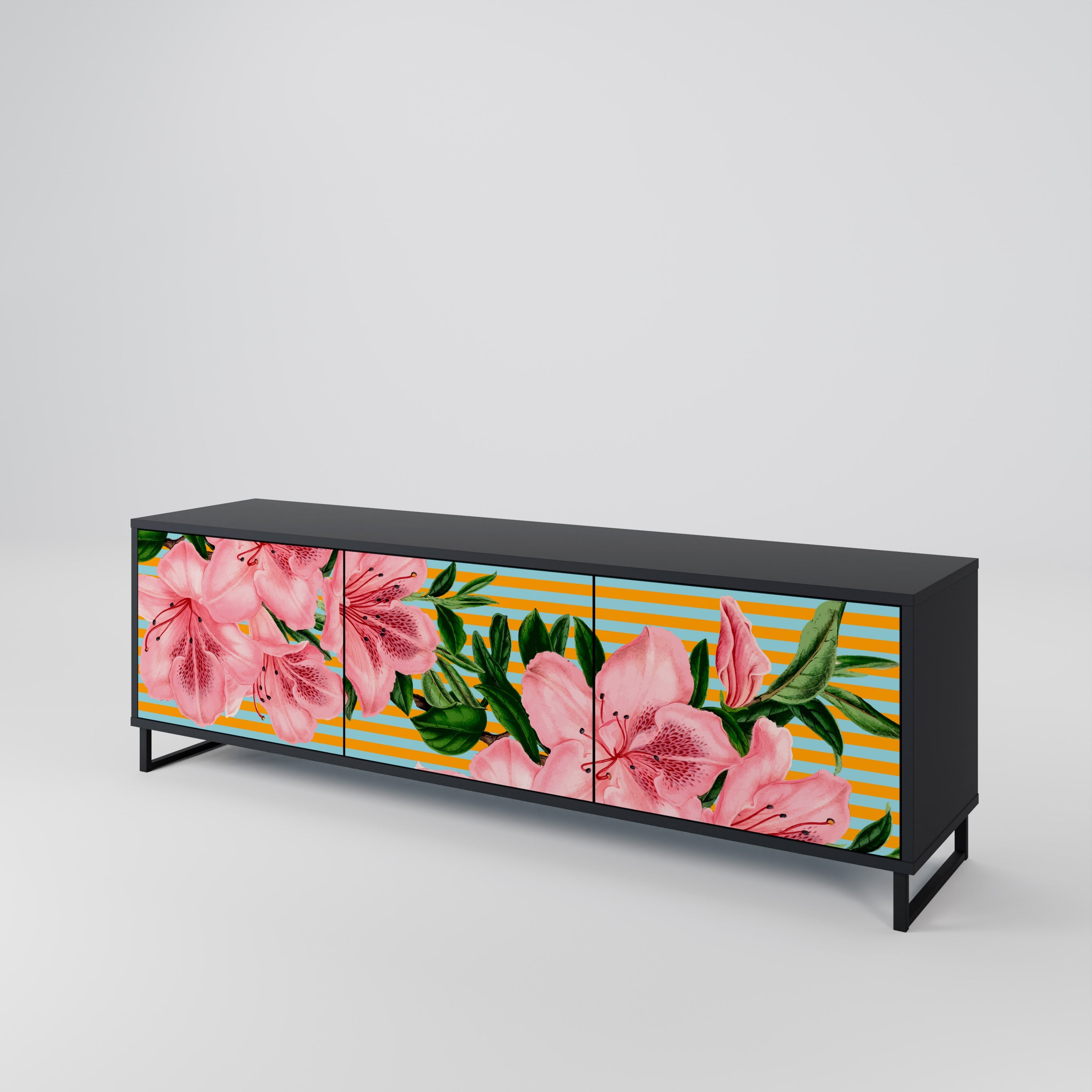 FRAGILE BEAUTY 3-türiger TV-Ständer in Schwarz
