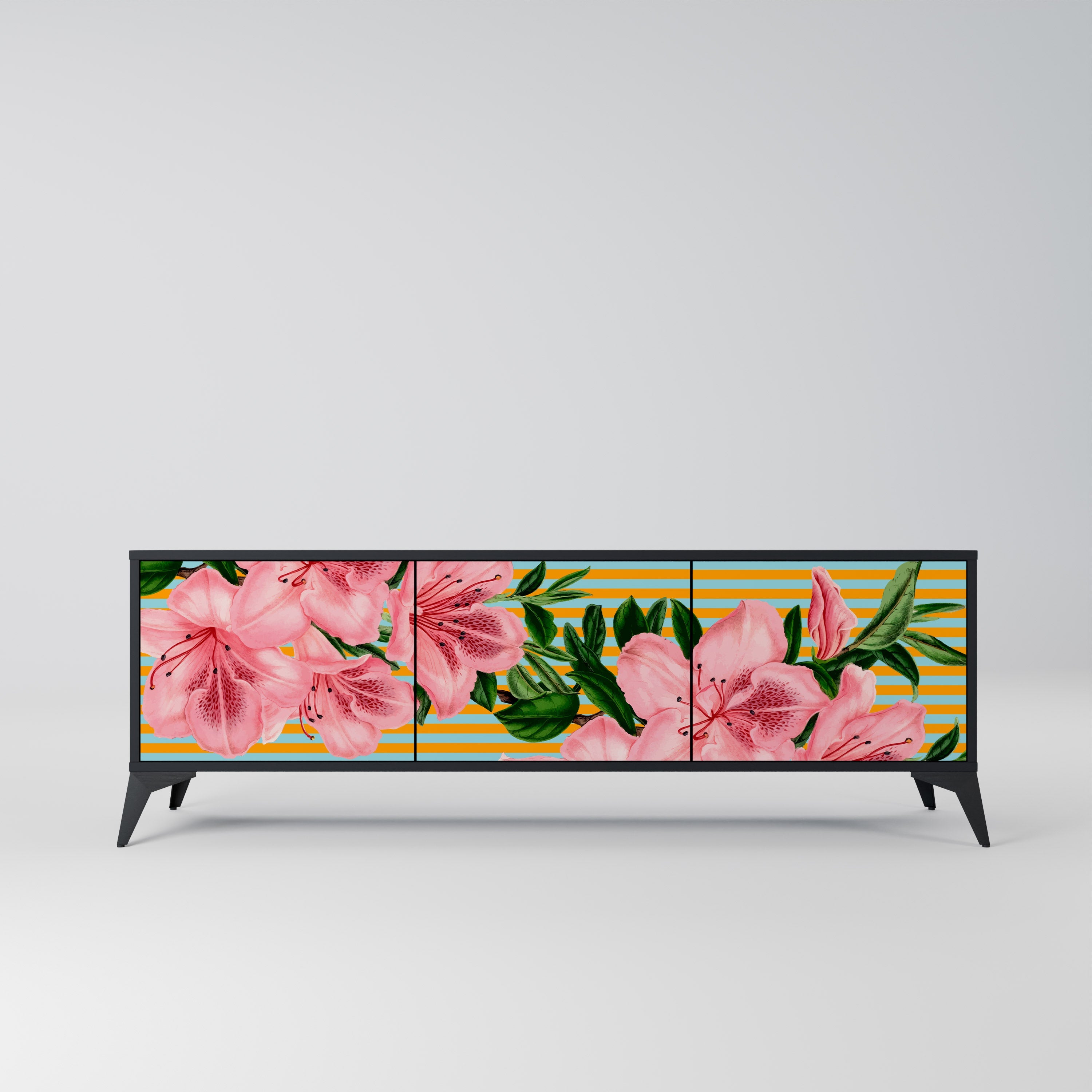 FRAGILE BEAUTY 3-türiger TV-Ständer in Schwarz
