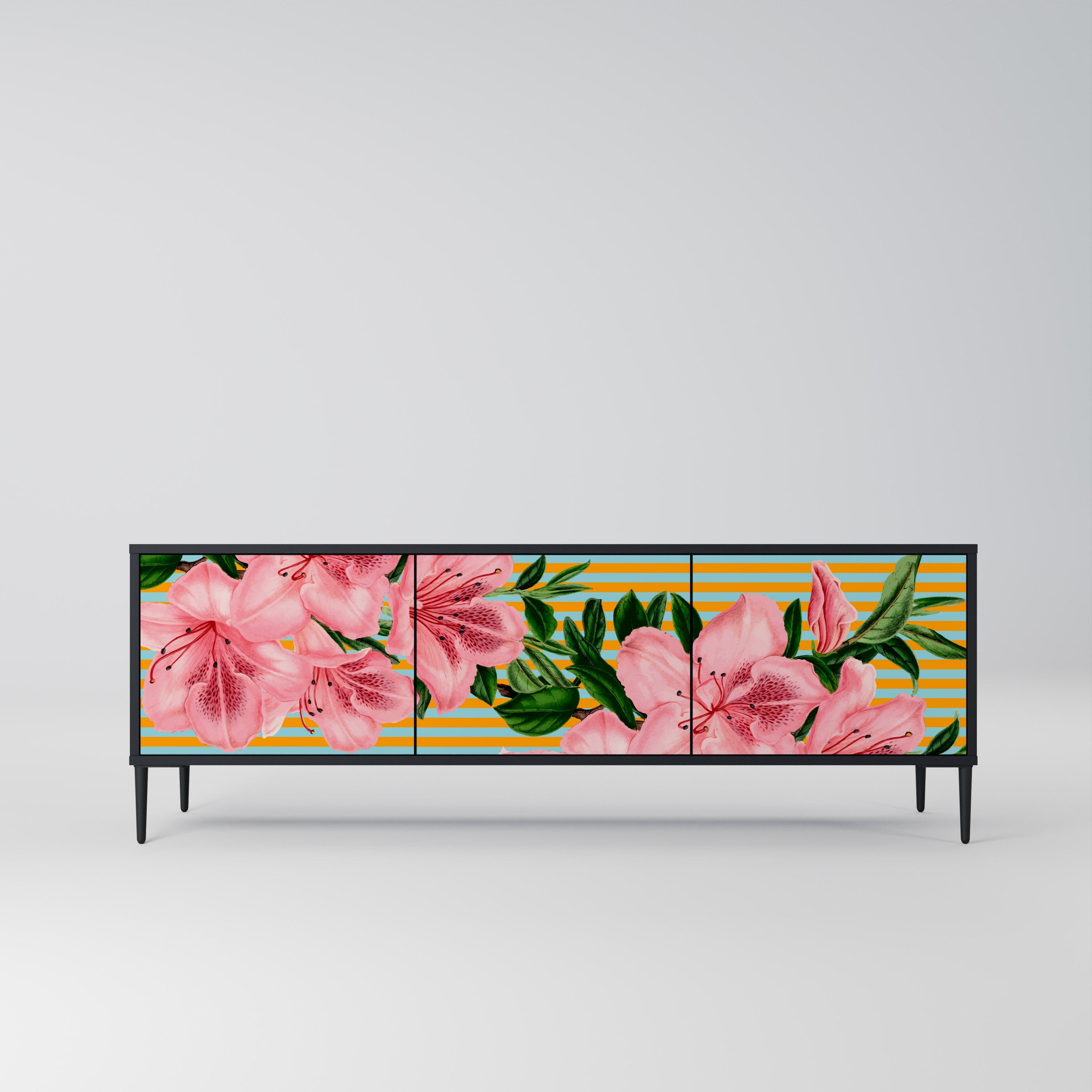 FRAGILE BEAUTY 3-türiger TV-Ständer in Schwarz