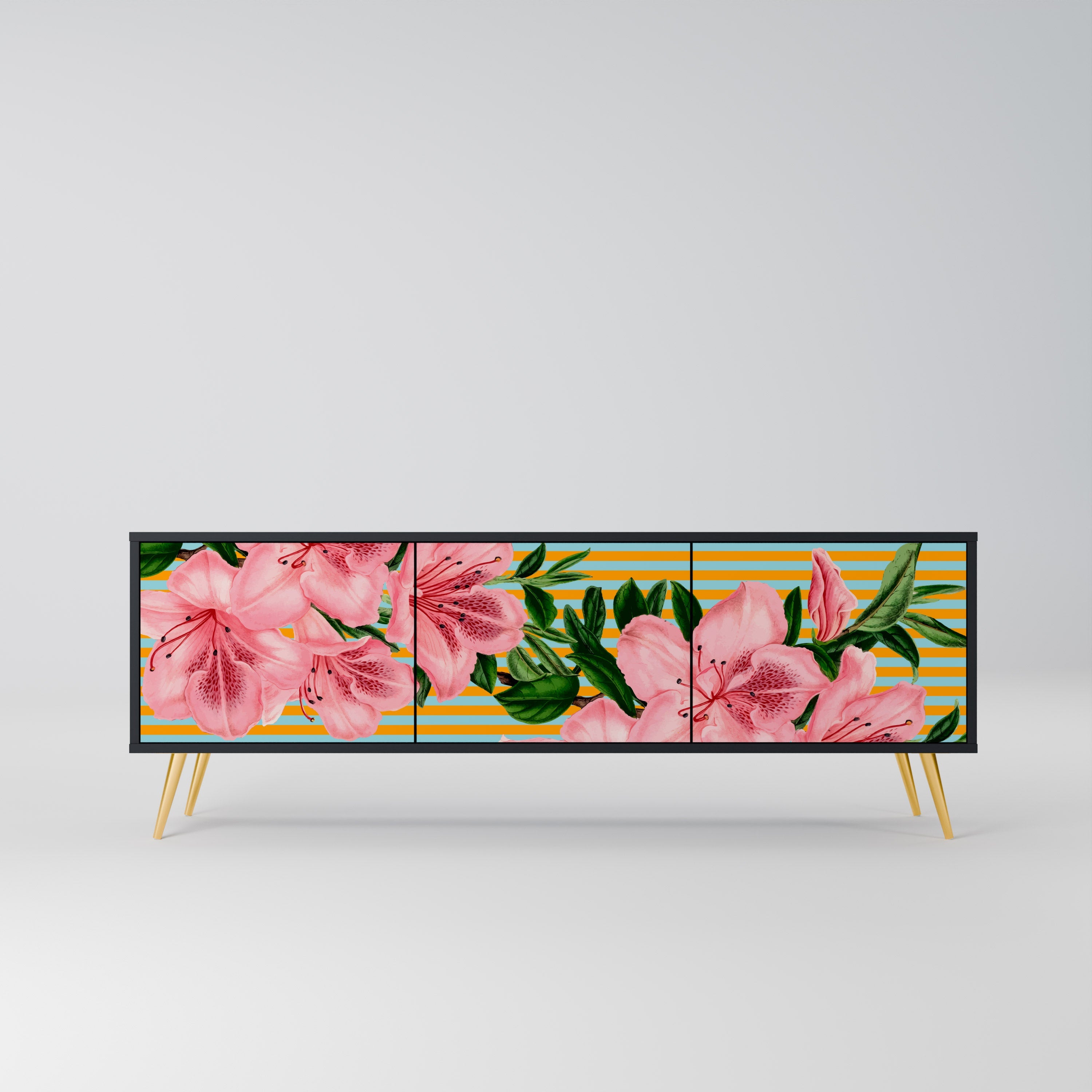 FRAGILE BEAUTY 3-türiger TV-Ständer in Schwarz