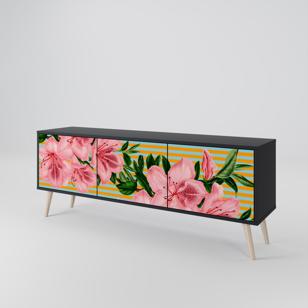 FRAGILE BEAUTY 3-türiger TV-Ständer in Schwarz