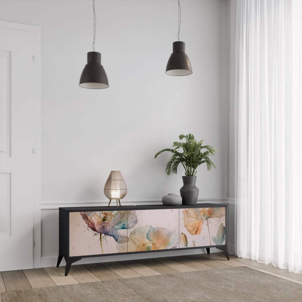 SOFTEN POPPY 3-türiger TV-Ständer in Schwarz