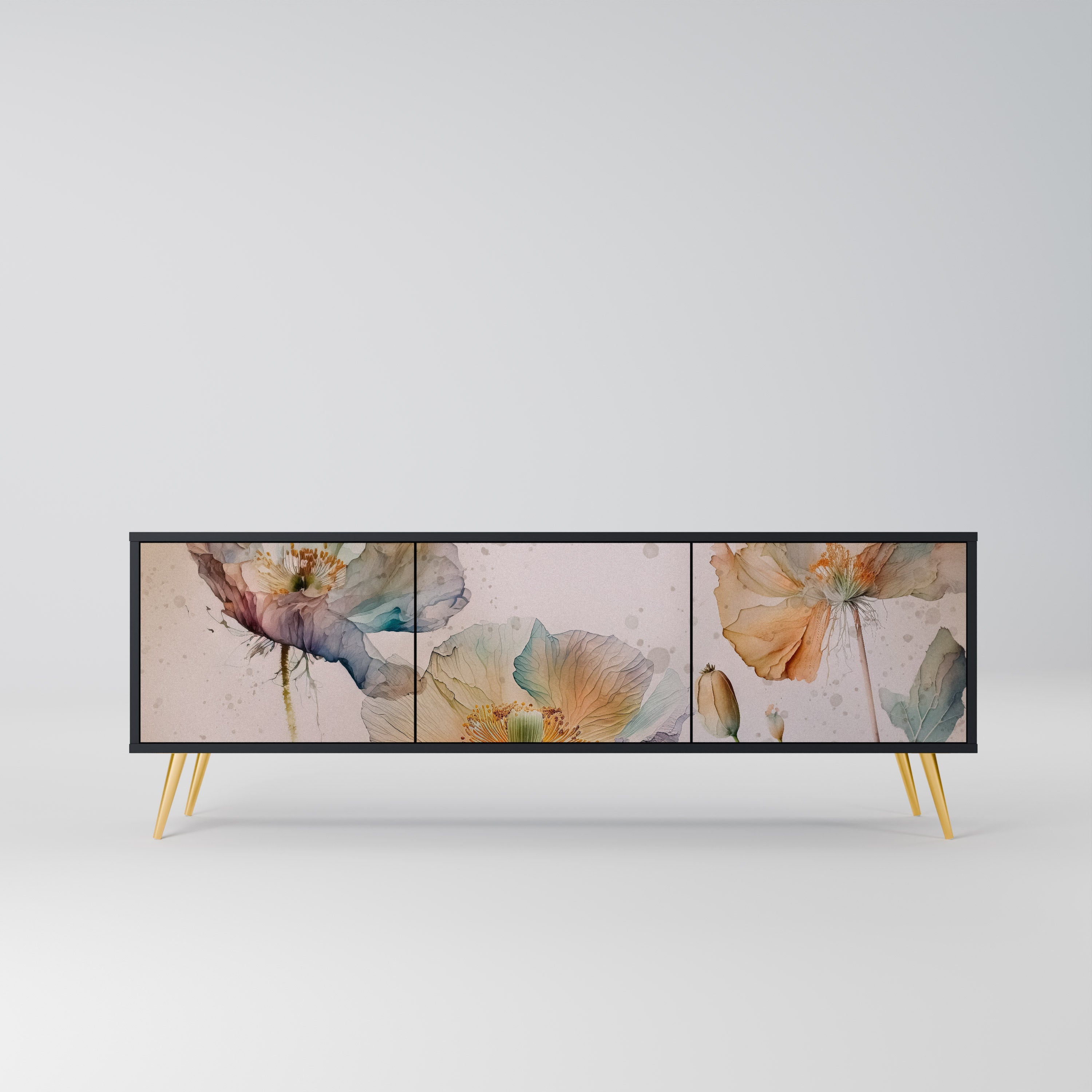 SOFTEN POPPY 3-türiger TV-Ständer in Schwarz