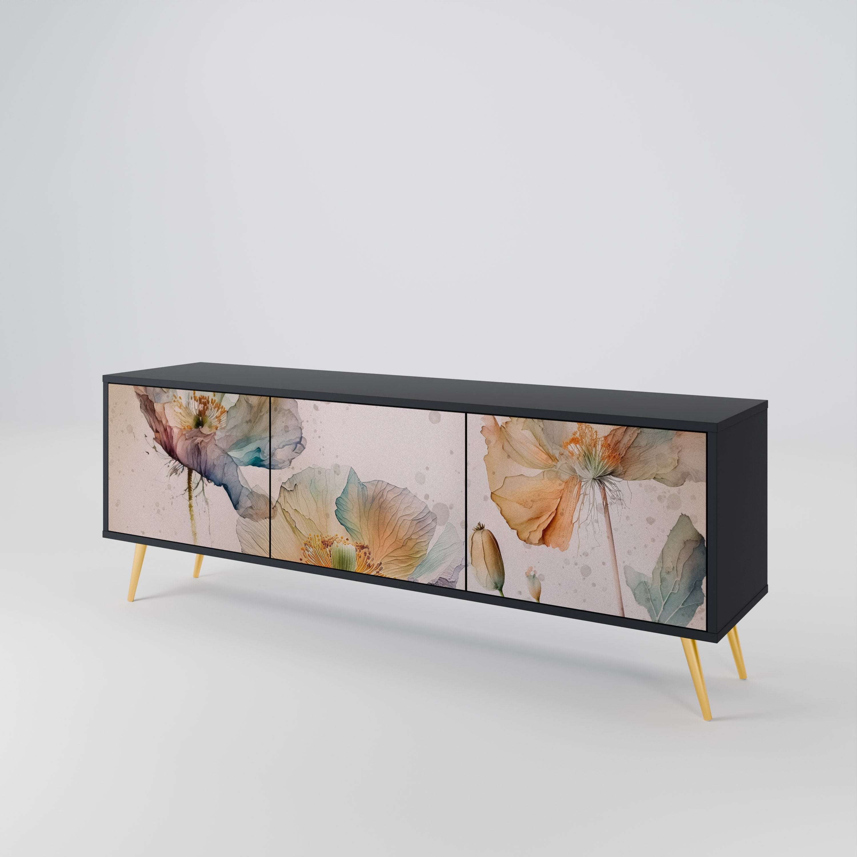 SOFTEN POPPY 3-türiger TV-Ständer in Schwarz