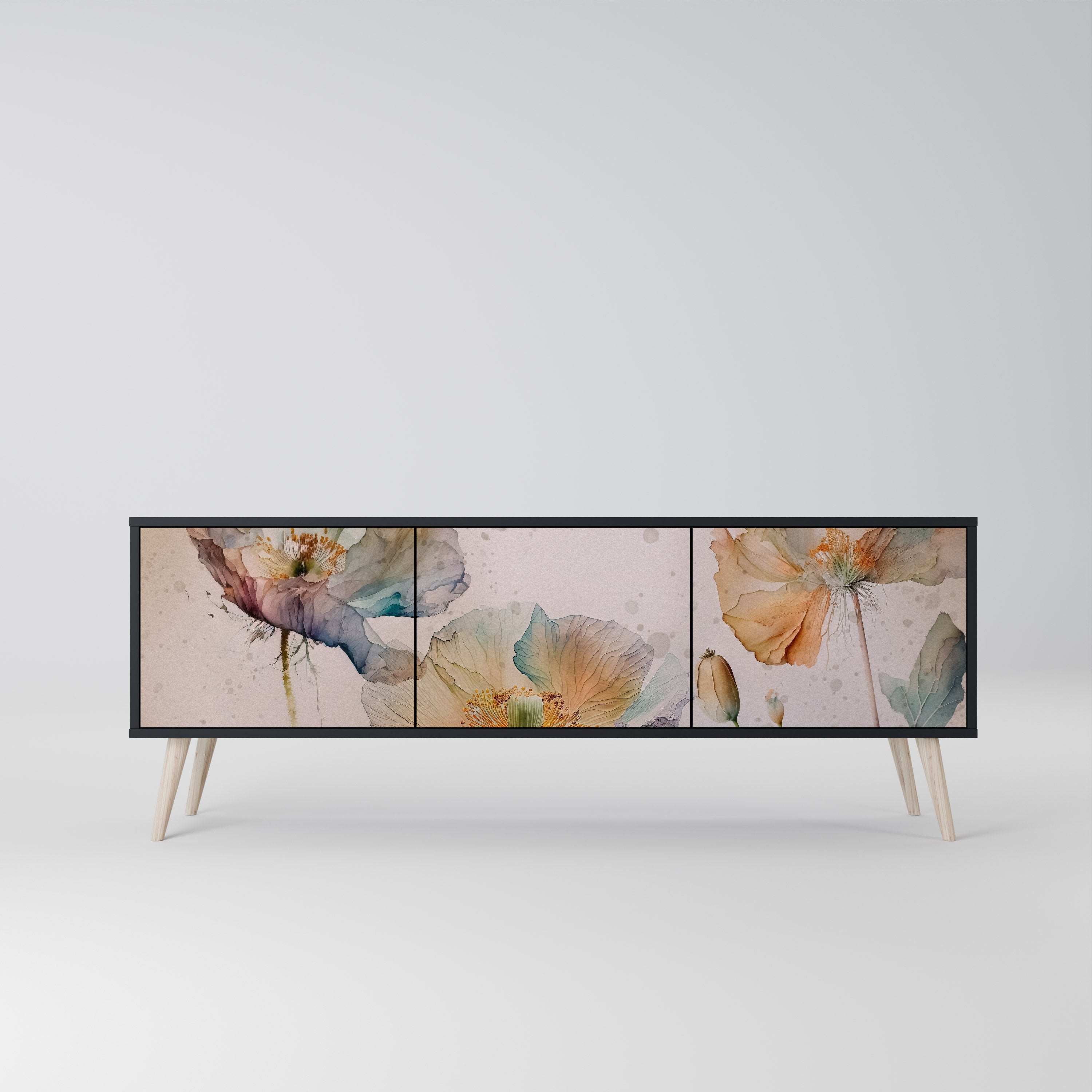 SOFTEN POPPY 3-türiger TV-Ständer in Schwarz