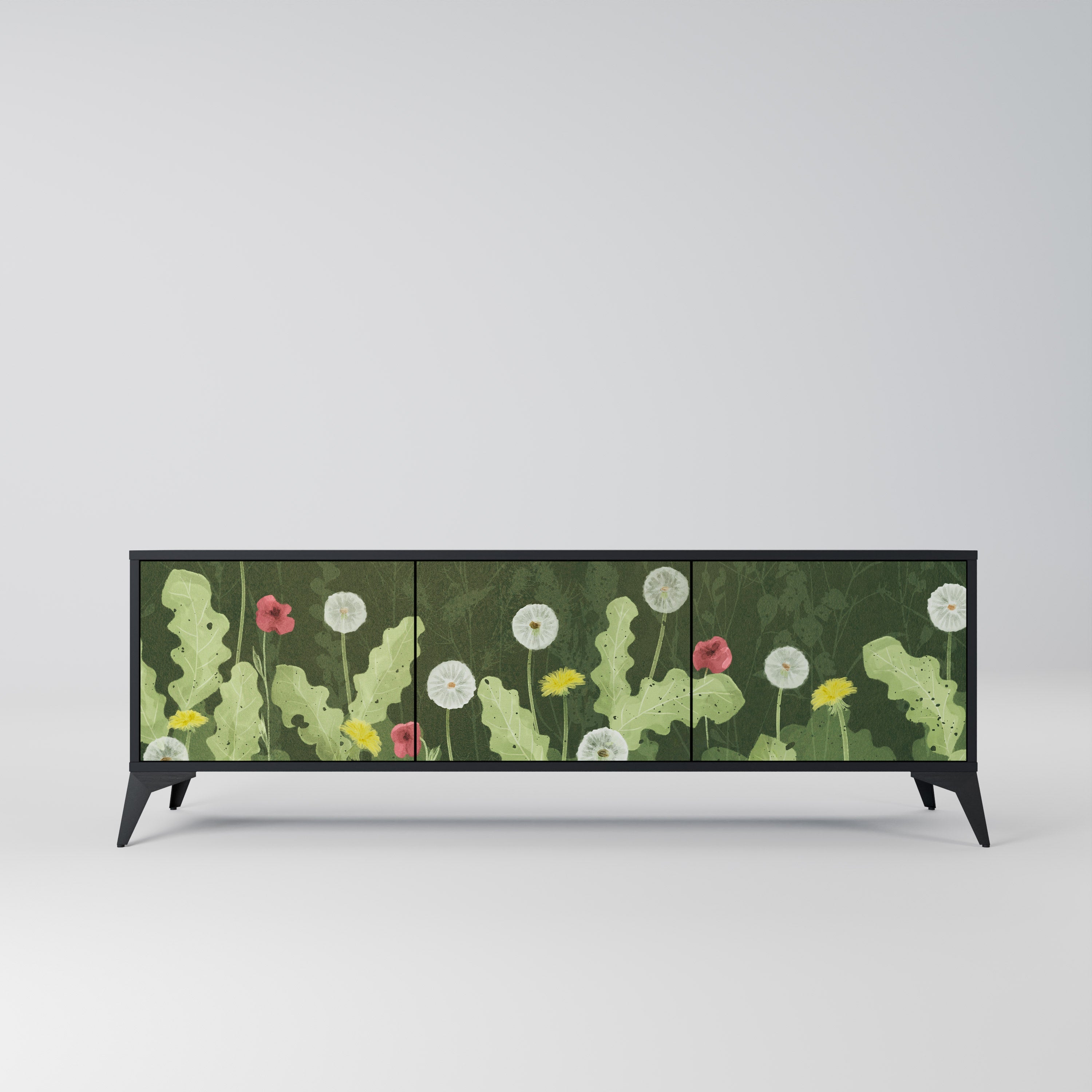 DANDELION AMUSE 3-türiger TV-Ständer in Schwarz