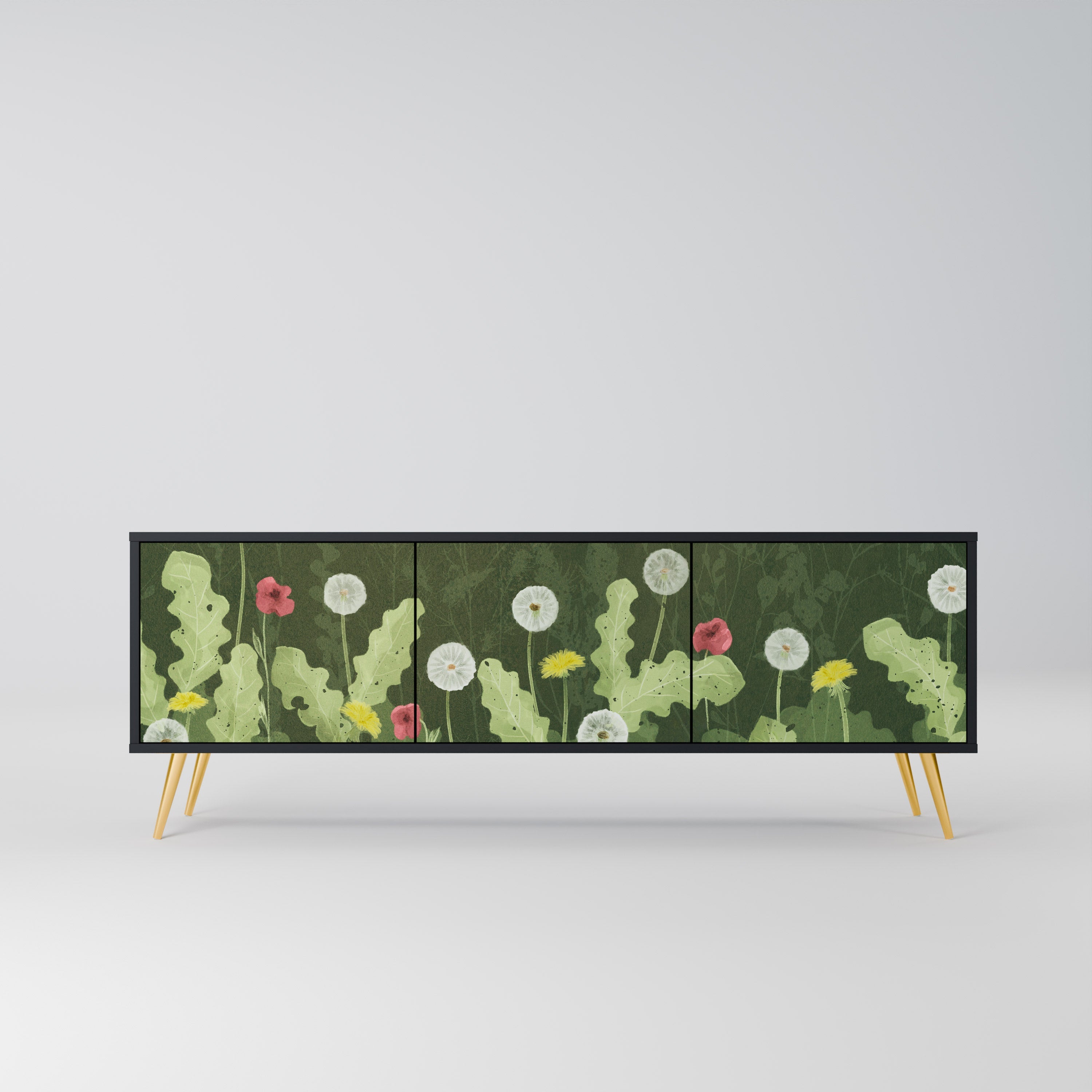 DANDELION AMUSE 3-türiger TV-Ständer in Schwarz