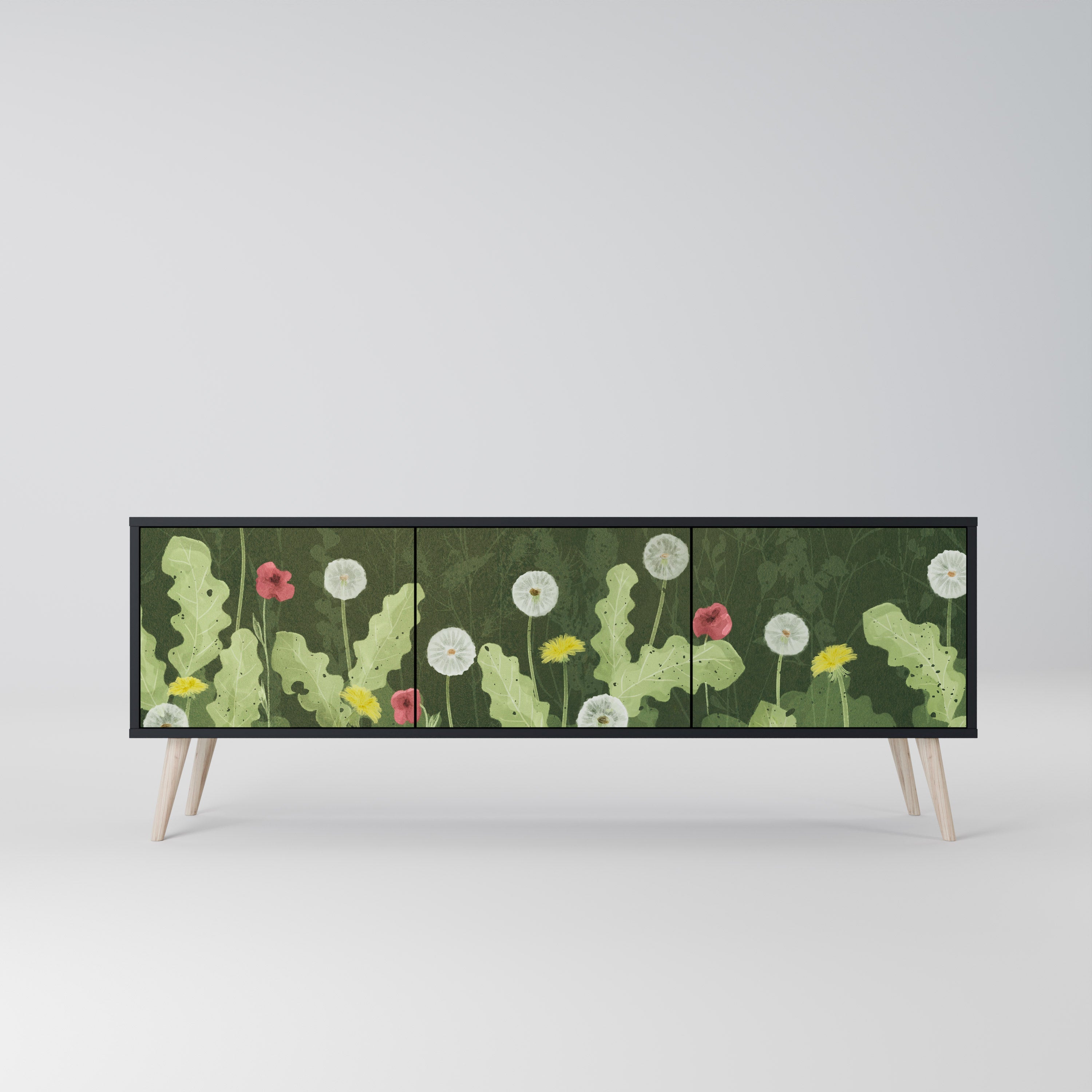 DANDELION AMUSE 3-türiger TV-Ständer in Schwarz