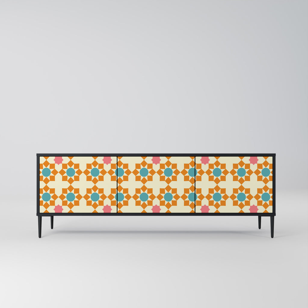 FLORAL DECOR 3-türiger TV-Ständer in Schwarz