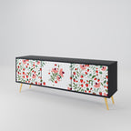 FLOWERS AND STRAWBERRIES TV-Lowboard mit 3 Türen in Schwarz