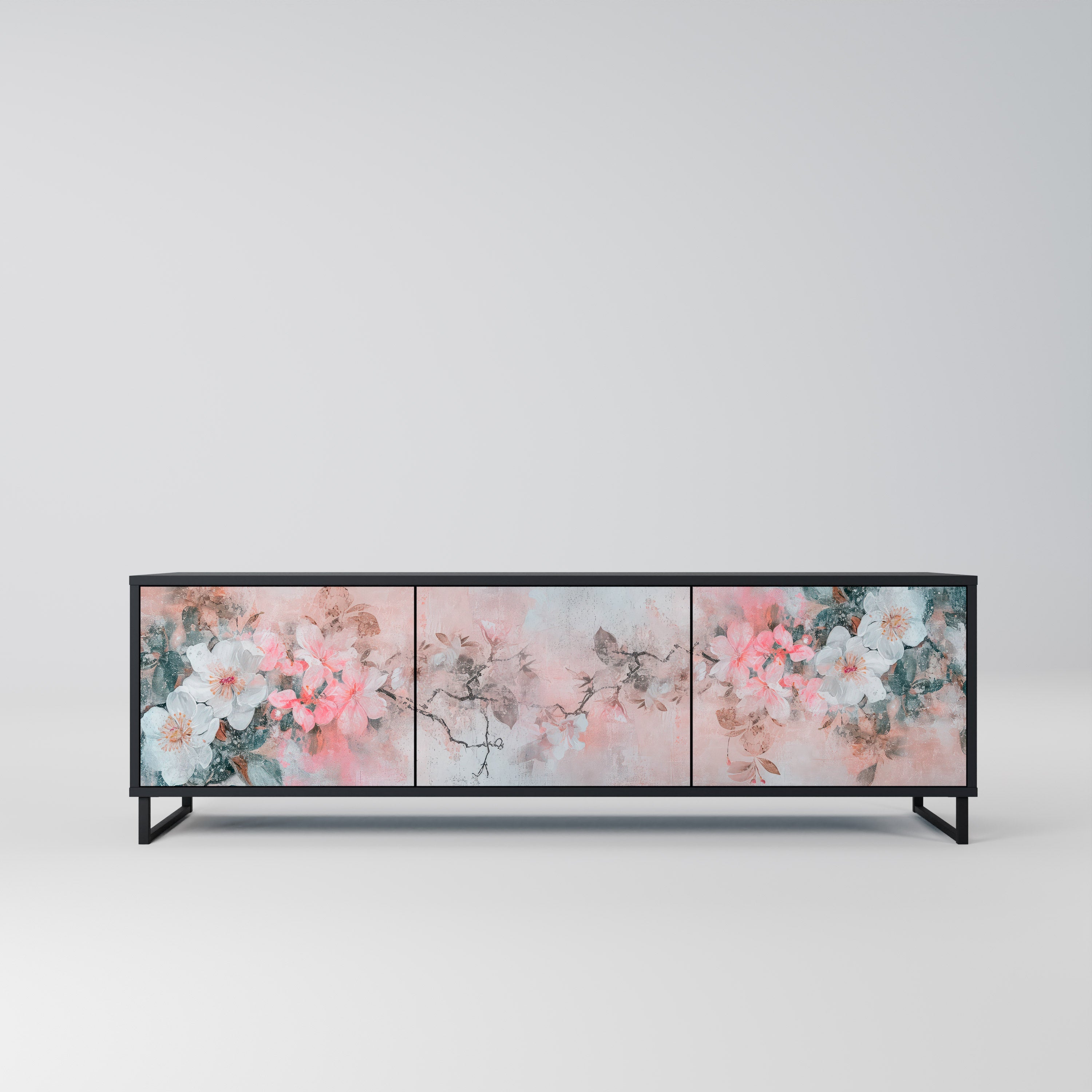 CHERRY BLOSSOM 3-türiger TV-Ständer in Schwarz