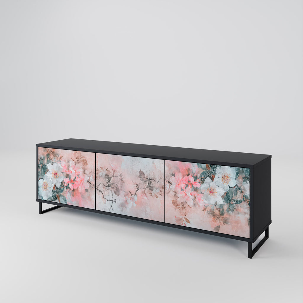 CHERRY BLOSSOM 3-türiger TV-Ständer in Schwarz
