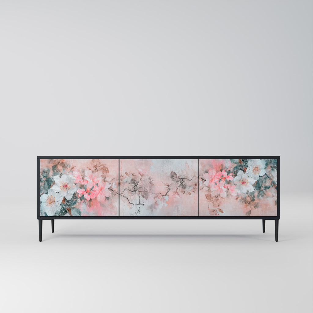 CHERRY BLOSSOM 3-türiger TV-Ständer in Schwarz