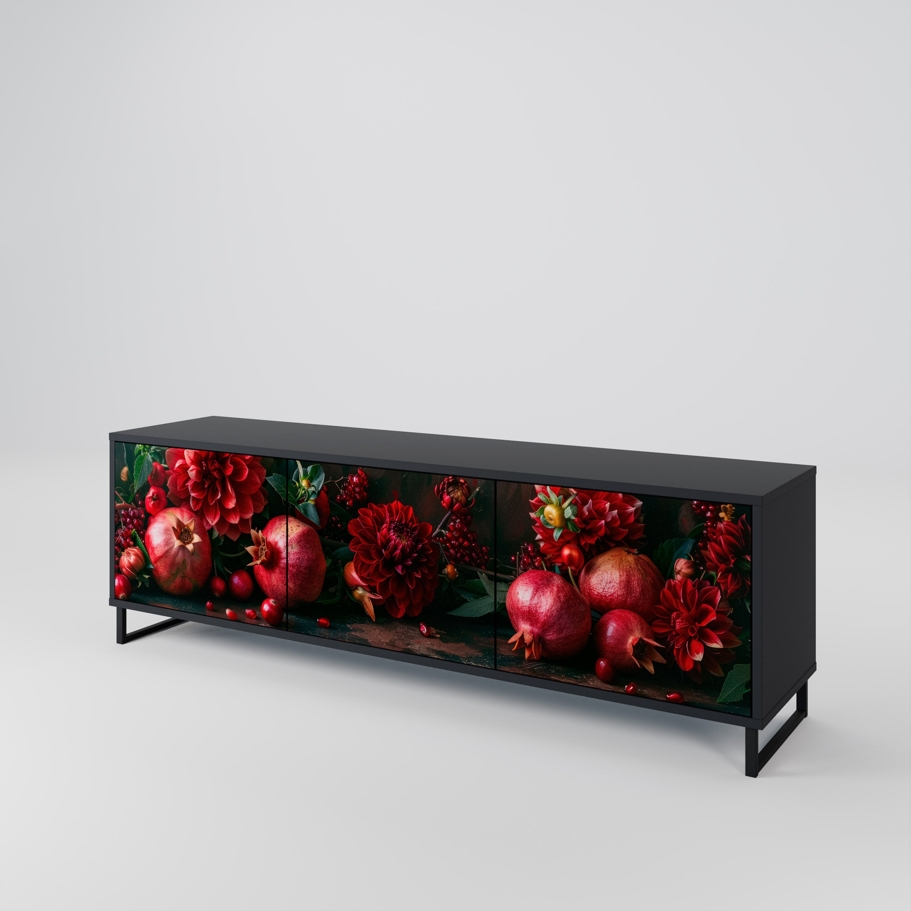DAHLIAS AND POMEGRANATES 3-Door TV Cabinet