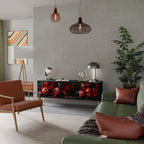 DAHLIAS AND POMEGRANATES TV-Lowboard mit 3 Türen in Schwarz