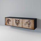 STEAMPUNK CLAN TV-Lowboard mit 3 Türen in Schwarz