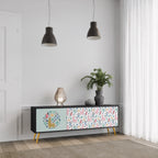 COLORFUL ALPACAS TV-Lowboard mit 3 Türen in Schwarz