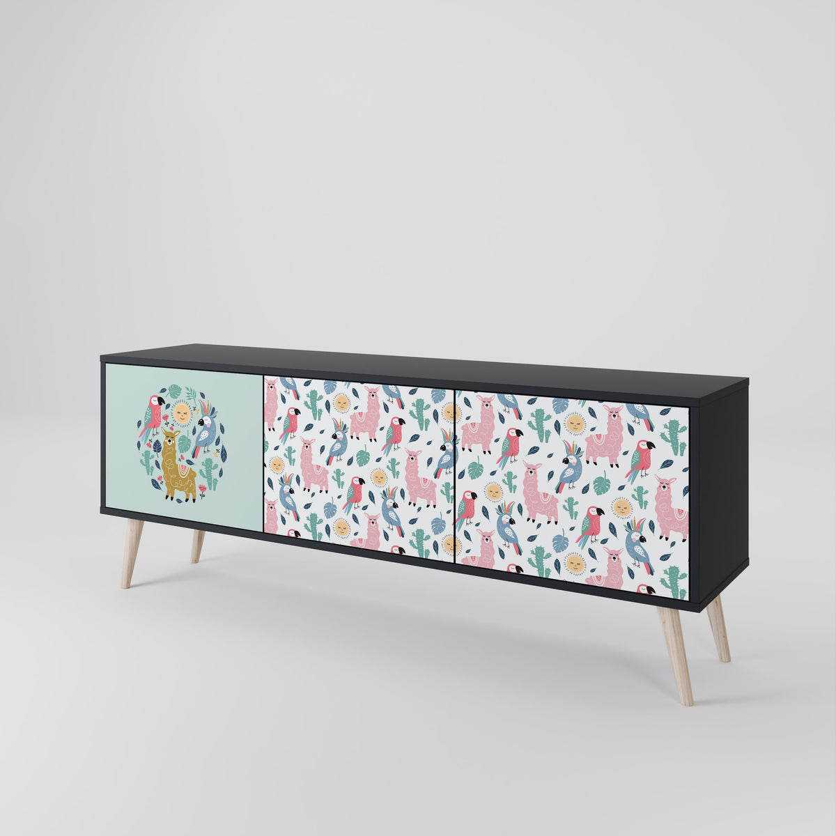 COLORFUL ALPACAS 3-türiges TV-Lowboard