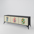 MYTHOLOGICAL CREATURES TV-Lowboard mit 3 Türen in Schwarz