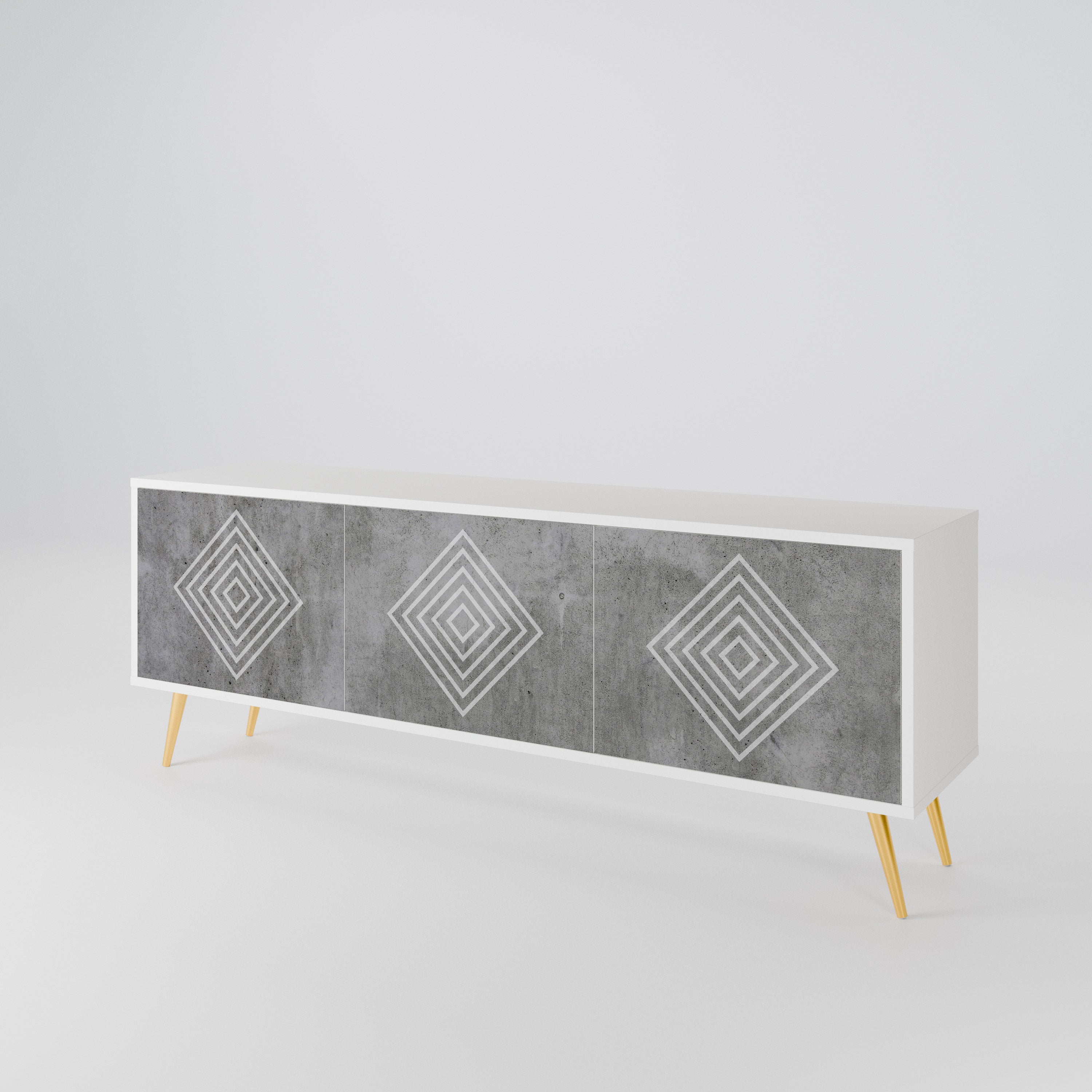 POLYGONAL ARTISTRY 3-Door TV Cabinet