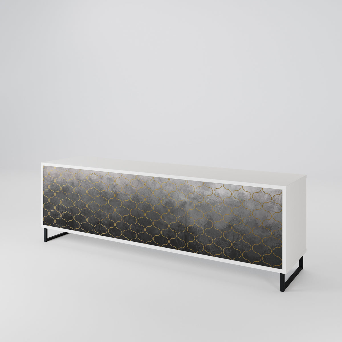 TESSELATED GRAYISH 3-türiges TV-Lowboard