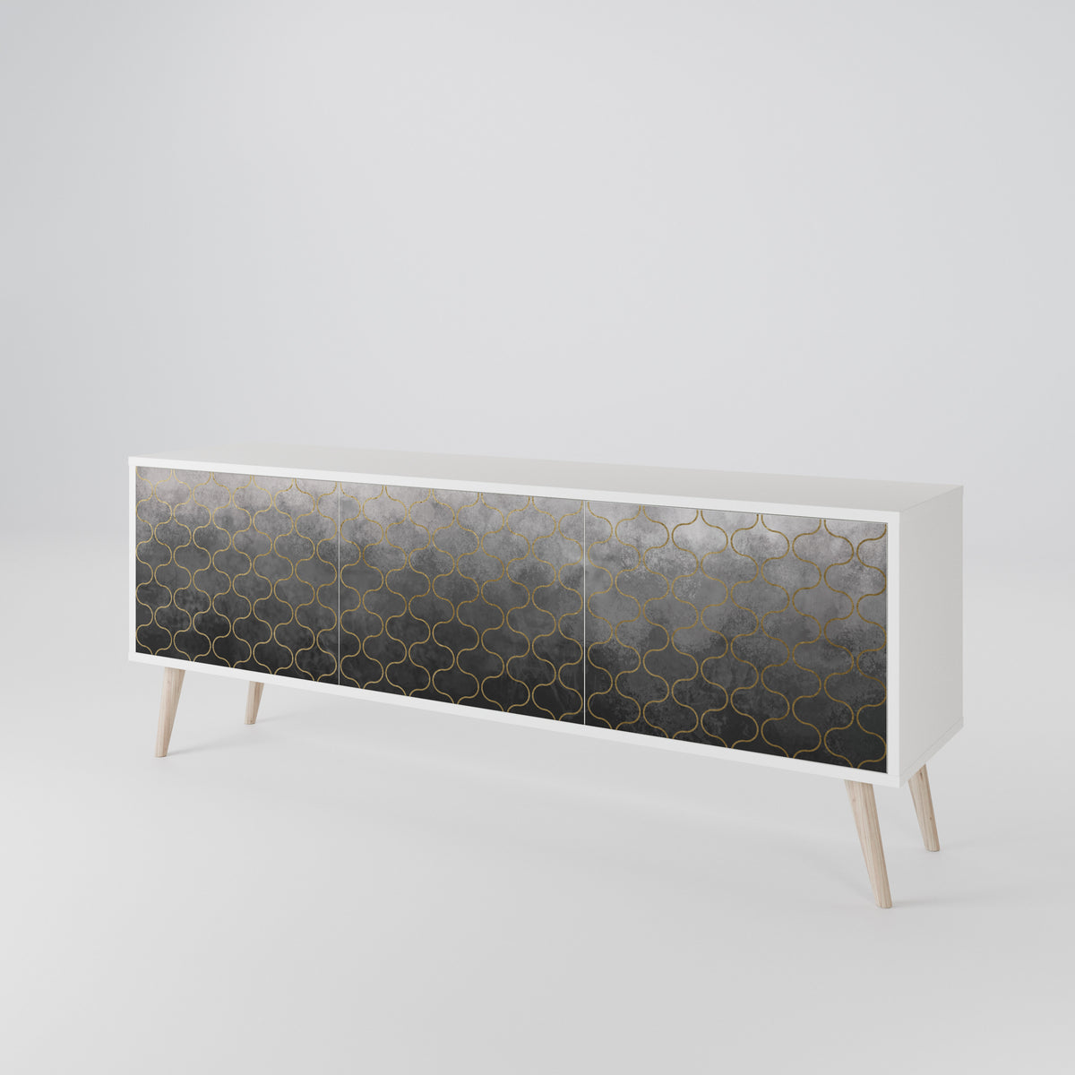 TESSELATED GRAYISH 3-türiges TV-Lowboard