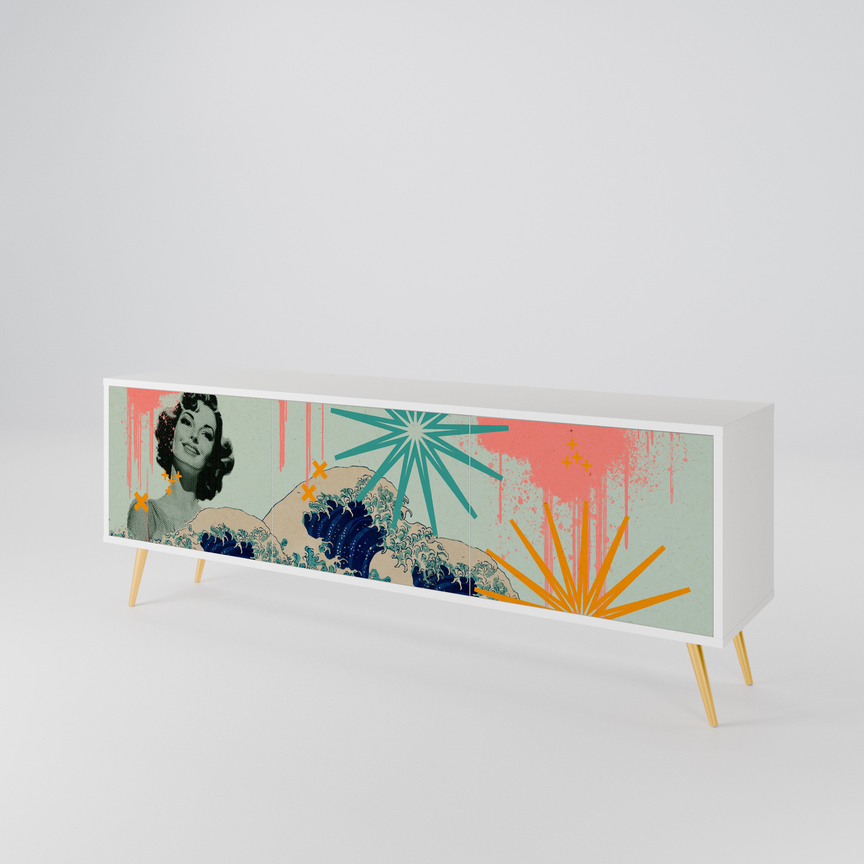 KANAGAWA BEAUTY 3-Door TV Cabinet
